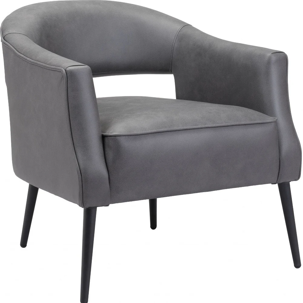 Gray And Gold Faux Leather And Upholstered Arm Chair By Homeroots - Image 8