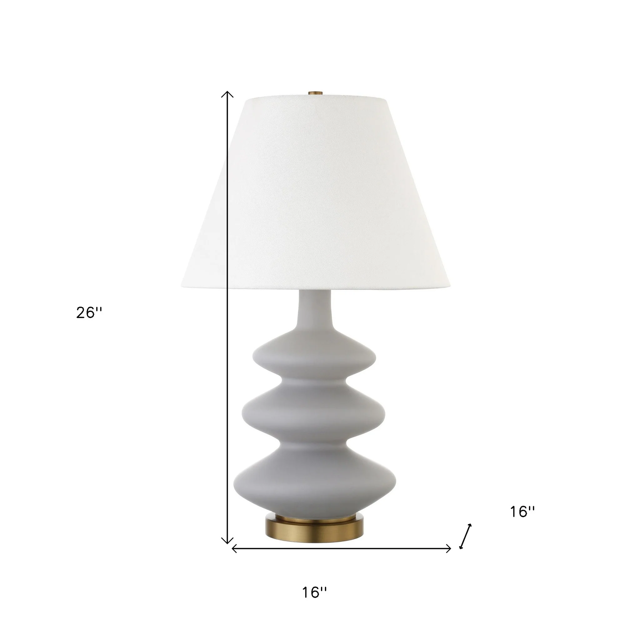 Gray and Gold Glass Gourd Table Lamp With White Empire Shade By Homeroots - Image 4