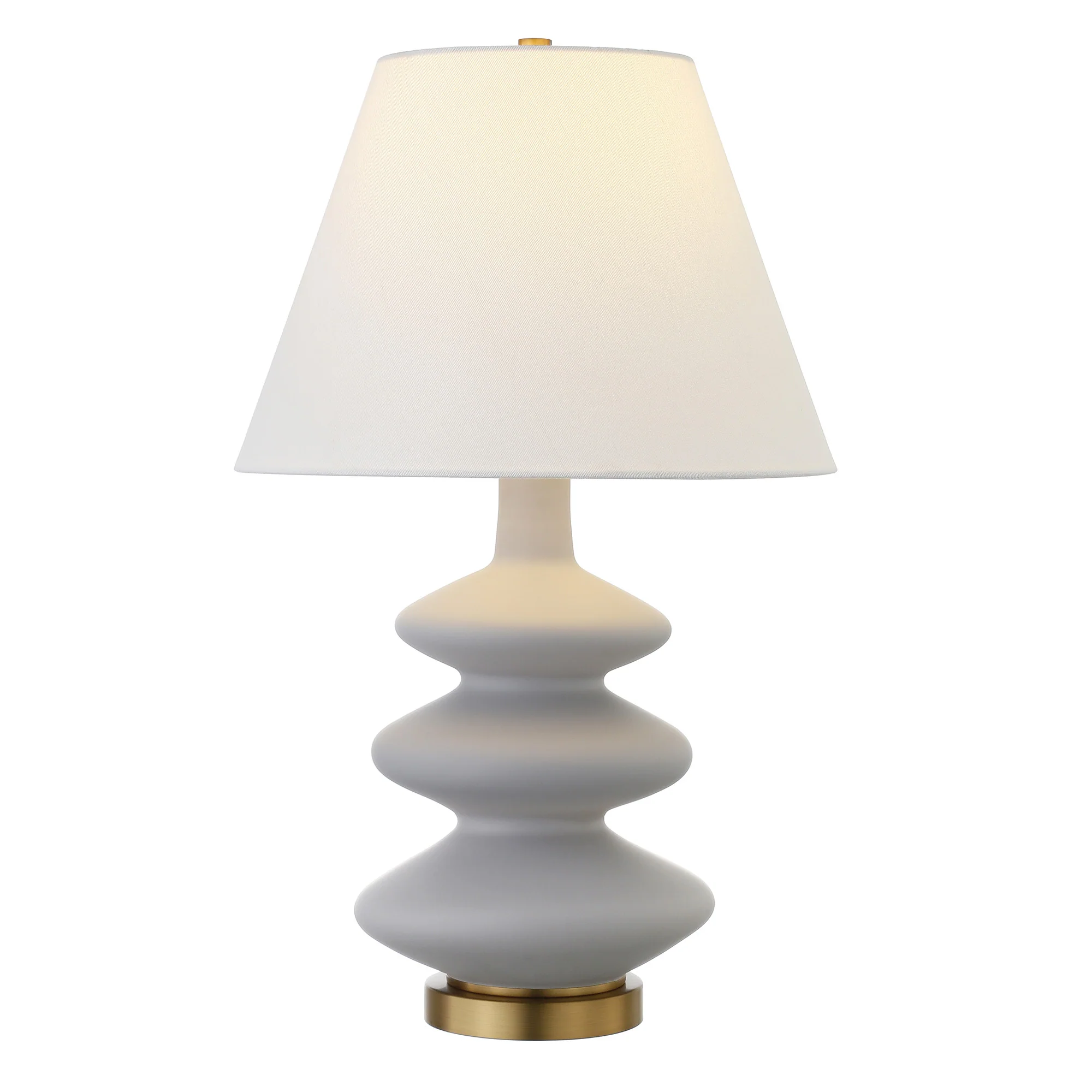 Gray and Gold Glass Gourd Table Lamp With White Empire Shade By Homeroots - Image 7