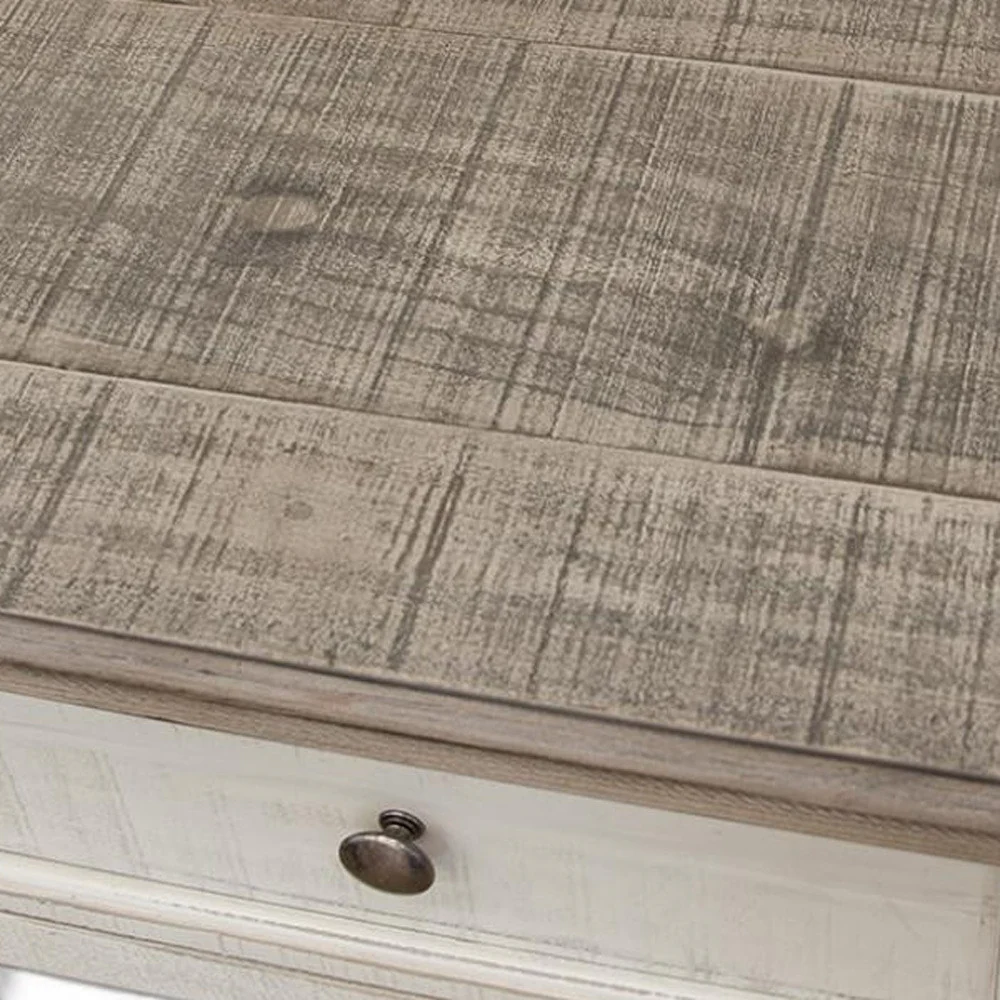 Gray and Ivory Solid Wood Five Drawer Gentlemans Chest By Homeroots - Image 4