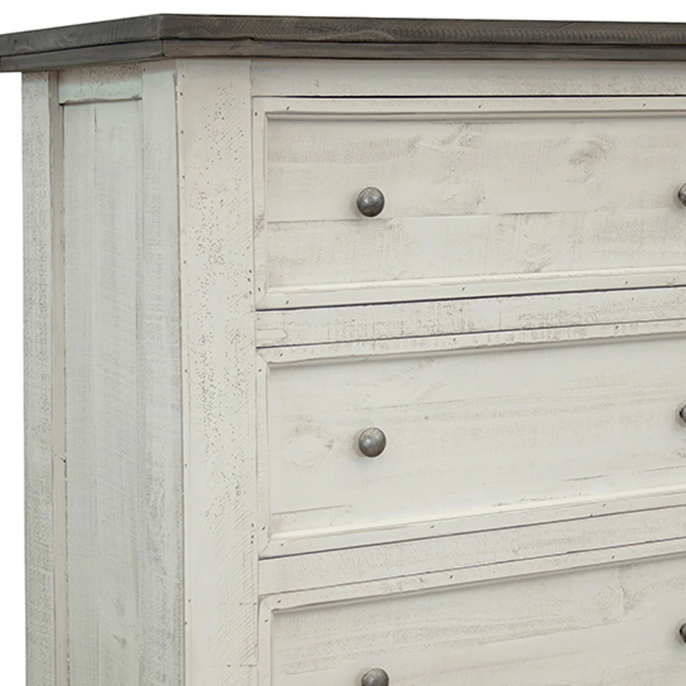 Gray and Ivory Solid Wood Four Drawer Chest By Homeroots - Image 2