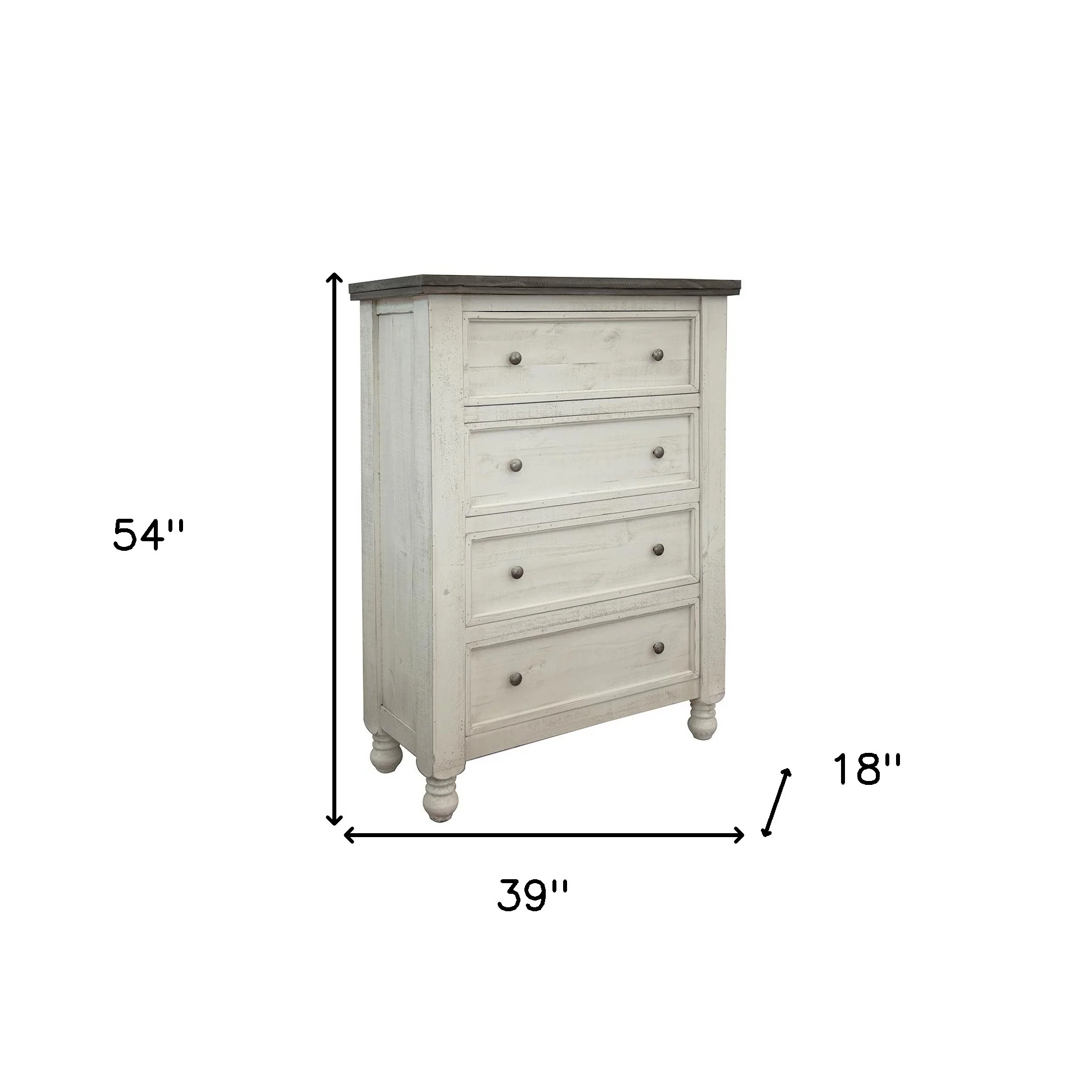 Gray and Ivory Solid Wood Four Drawer Chest By Homeroots - Image 4