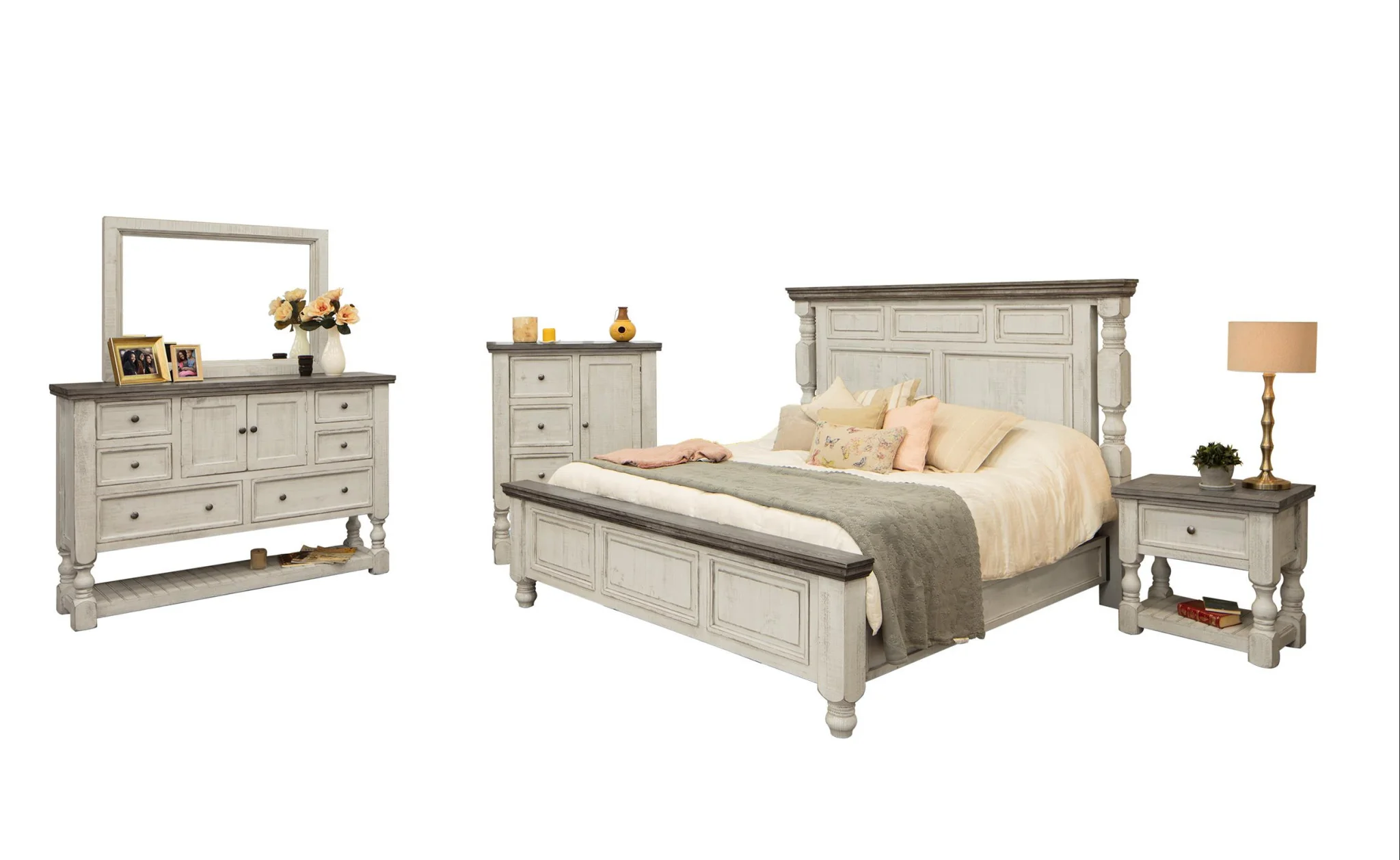 Gray and Ivory Solid Wood Six Drawer Triple Dresser By Homeroots - Image 3