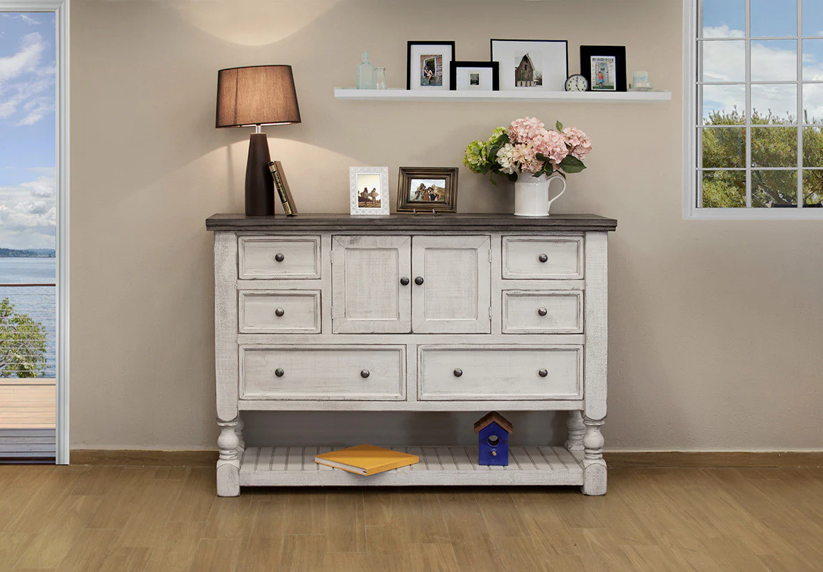 Gray and Ivory Solid Wood Six Drawer Triple Dresser By Homeroots - Image 4