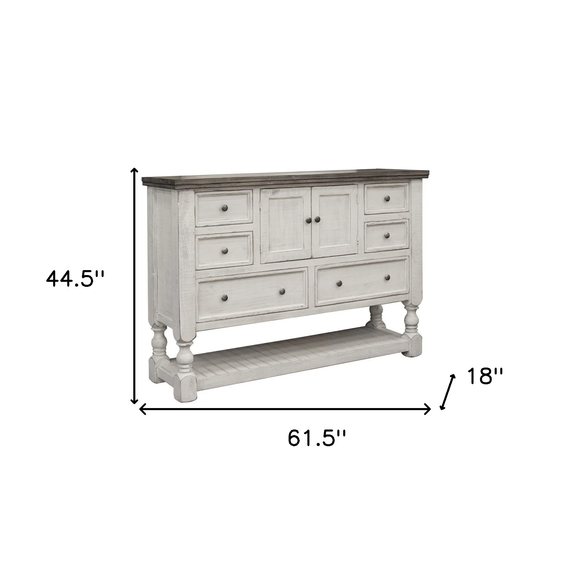Gray and Ivory Solid Wood Six Drawer Triple Dresser By Homeroots - Image 5