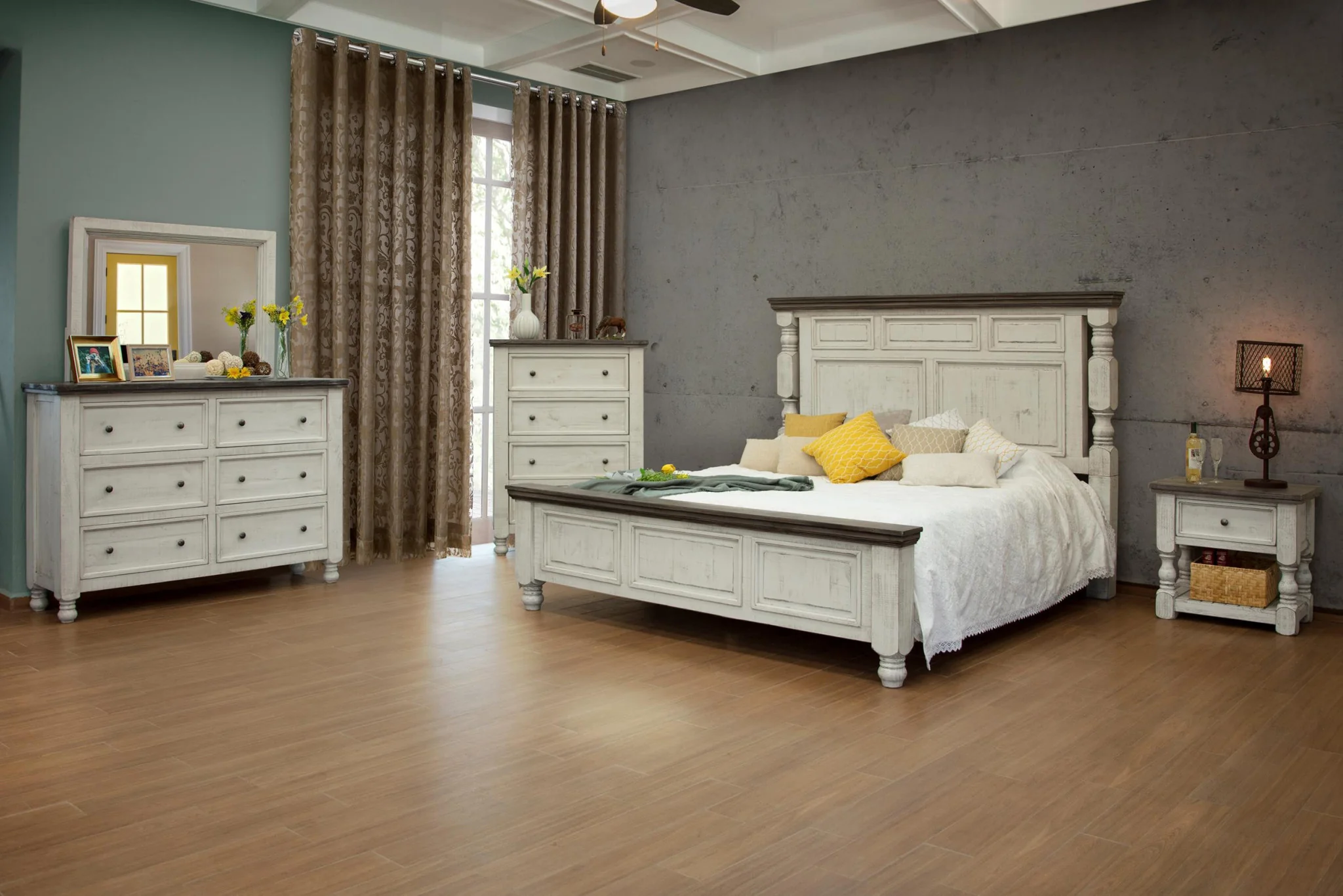 Gray and Ivory Solid Wood Six Drawer Triple Dresser By Homeroots - Image 8