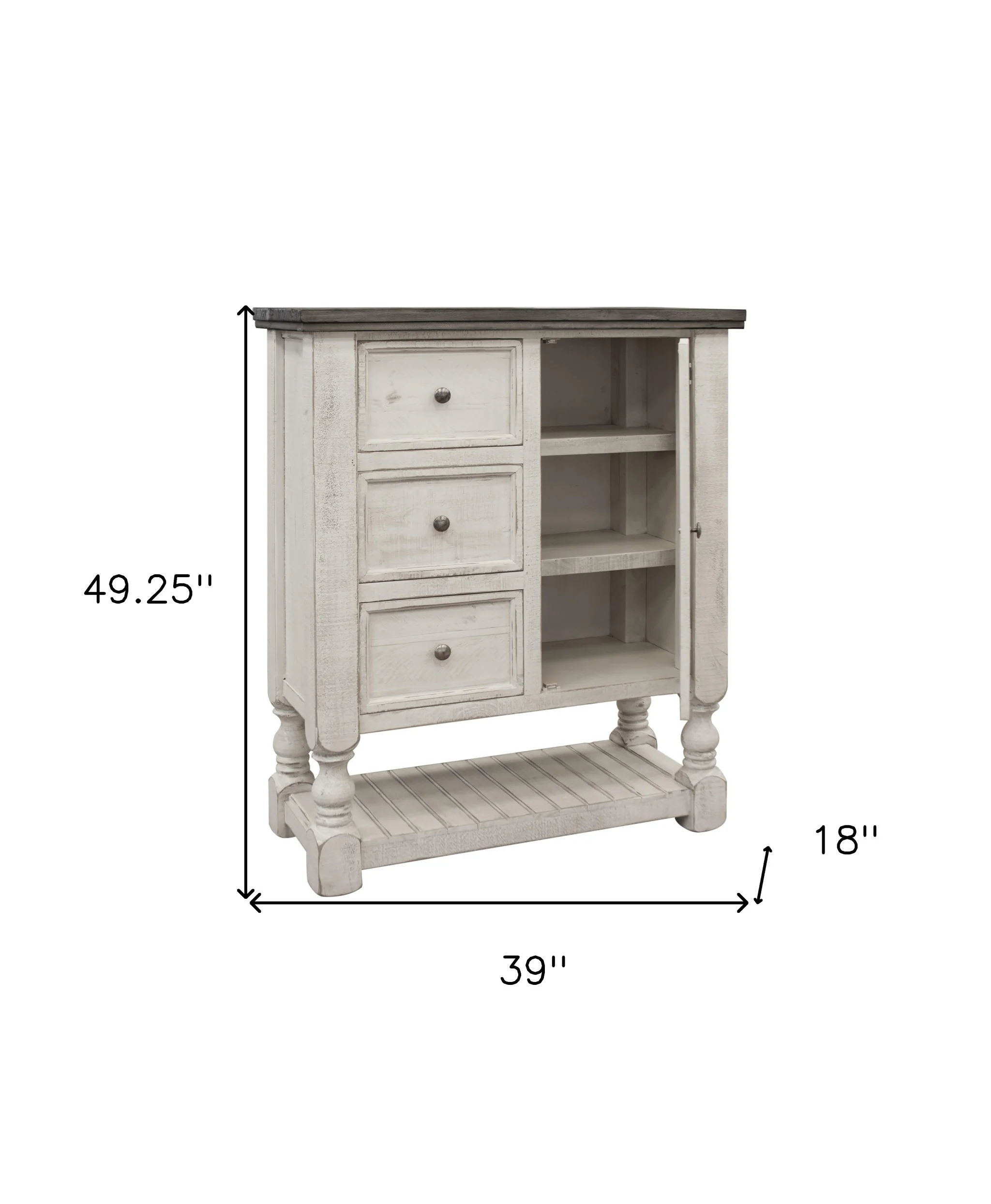Gray and Ivory Solid Wood Three Drawer Chest By Homeroots - Image 4