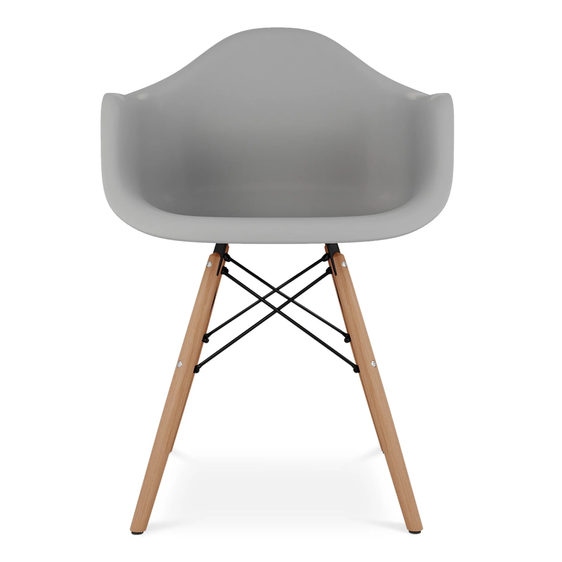 Gray And Natural Heavy Duty Plastic And Solid Wood Dining Arm Chair By Homeroots - Image 2