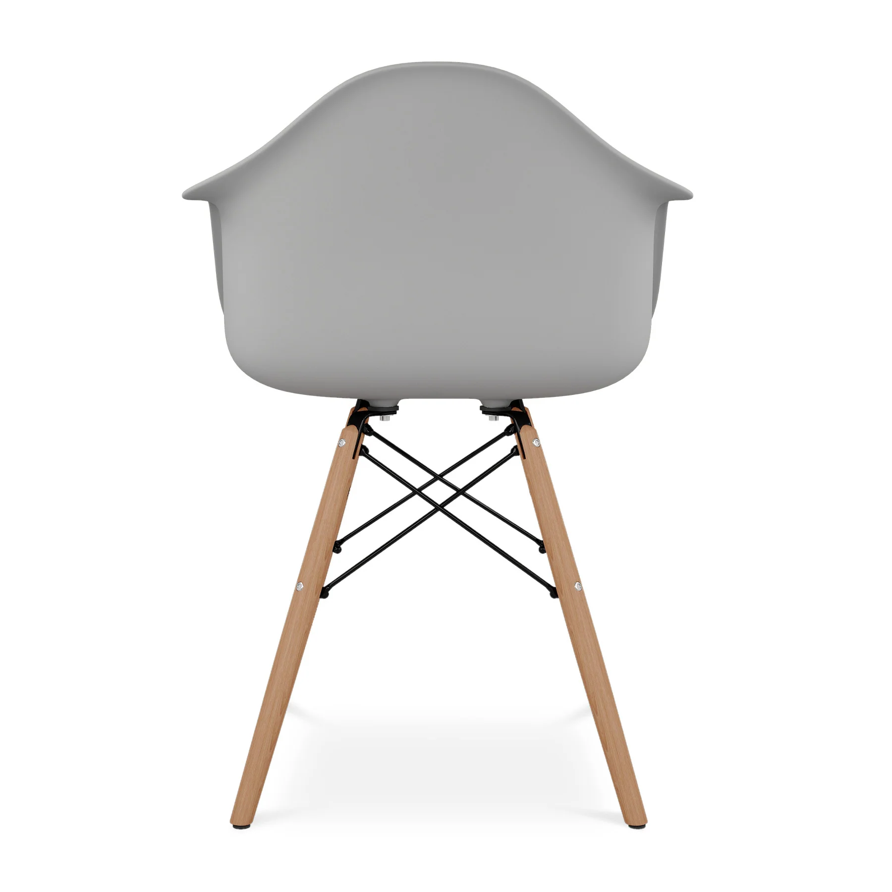 Gray And Natural Heavy Duty Plastic And Solid Wood Dining Arm Chair By Homeroots - Image 5