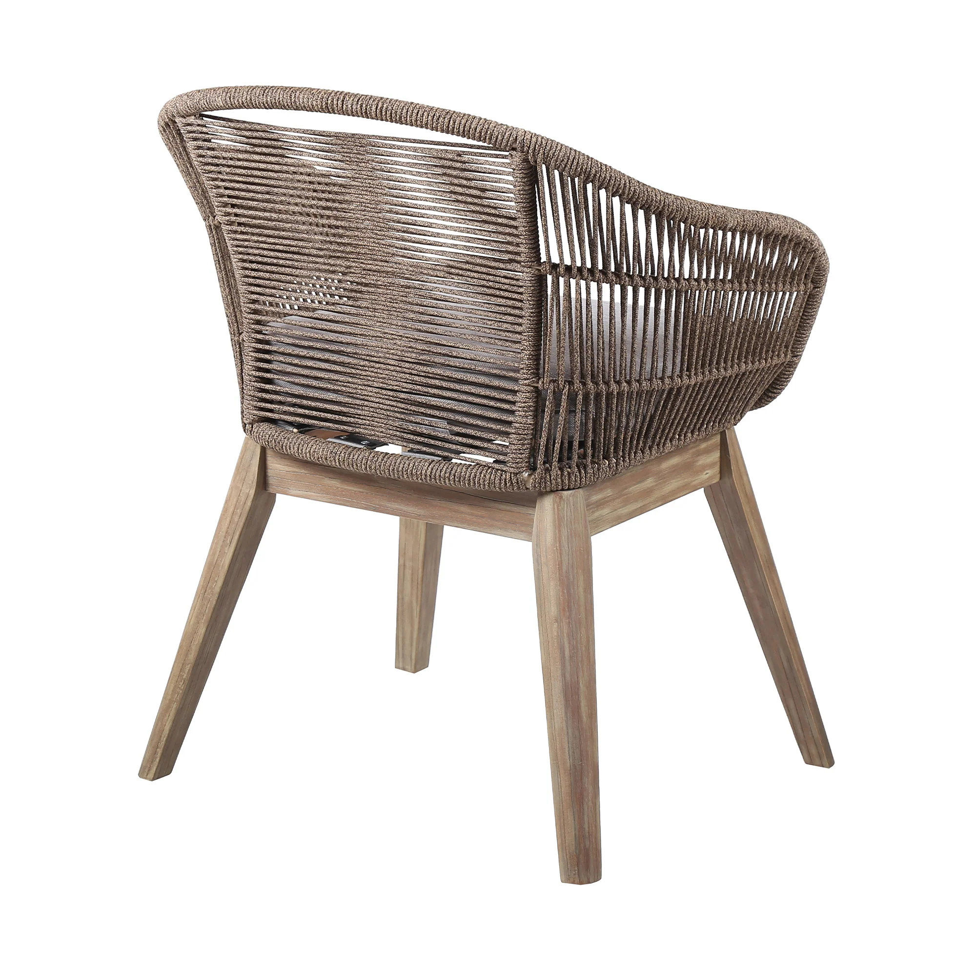 Gray and Natural Wood Solid Wood Outdoor Dining Chair with Gray Cushion By Homeroots - Image 4