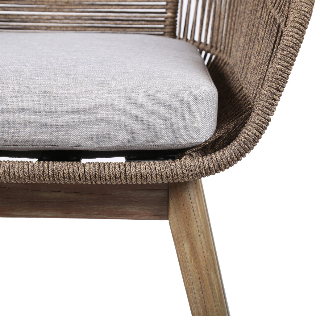 Gray and Natural Wood Solid Wood Outdoor Dining Chair with Gray Cushion By Homeroots - Image 7