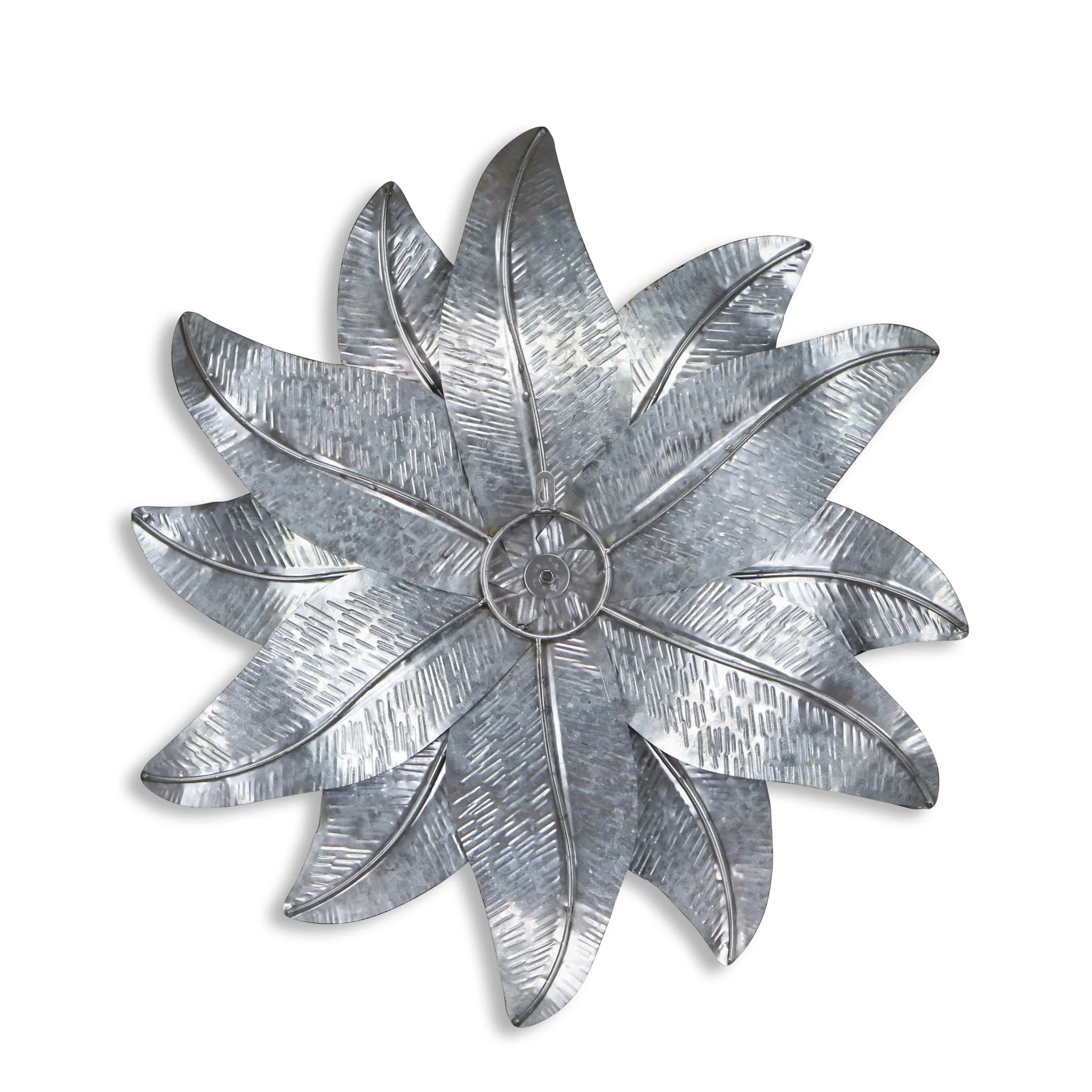 Gray and Off White Galvanized Metal Flower Hanging Dimensional Sculpture By Homeroots - Image 4