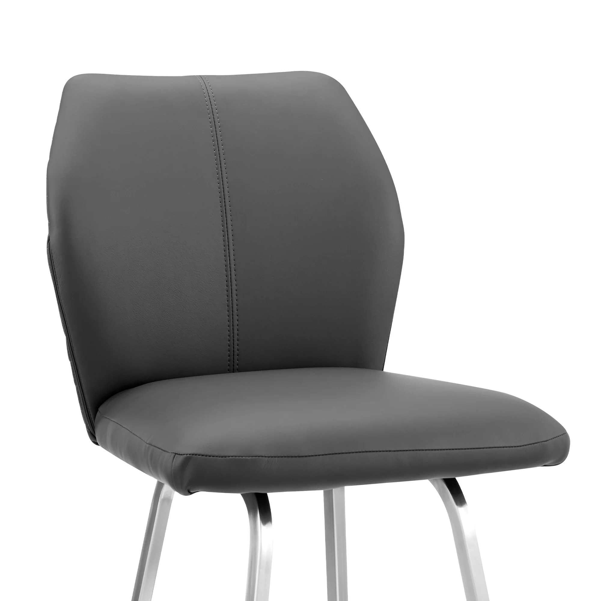 Gray And Silver Faux Leather And Iron Bar Height Bar Chair By Homeroots - Image 8
