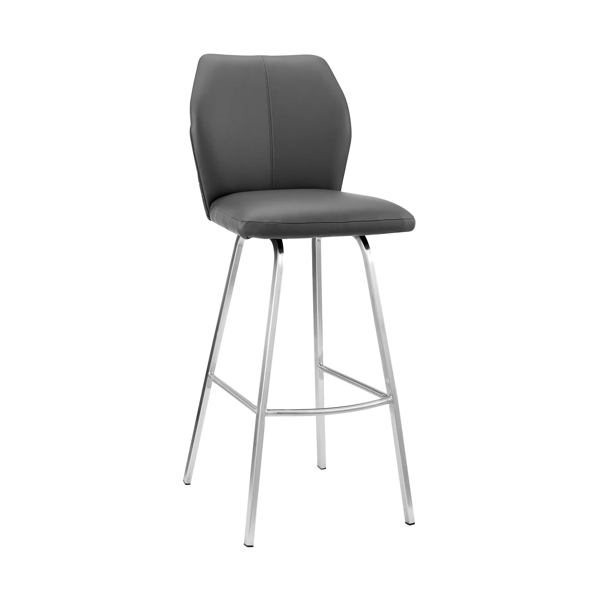 Gray And Silver Faux Leather And Iron Counter Height Bar Chair By Homeroots - Image 2