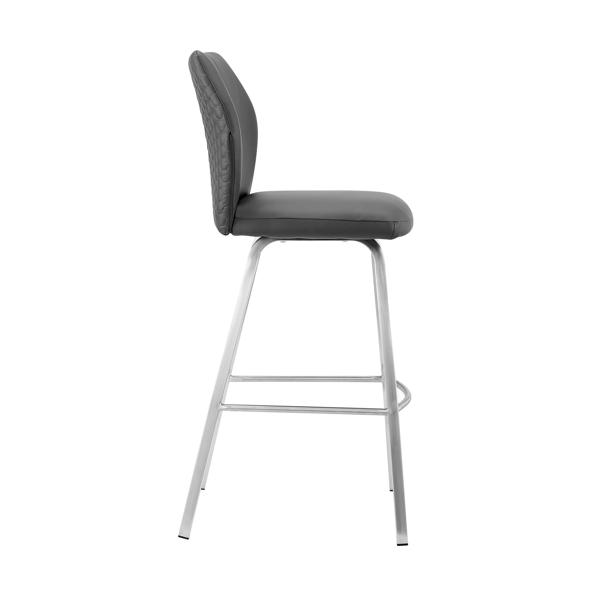 Gray And Silver Faux Leather And Iron Counter Height Bar Chair By Homeroots - Image 4