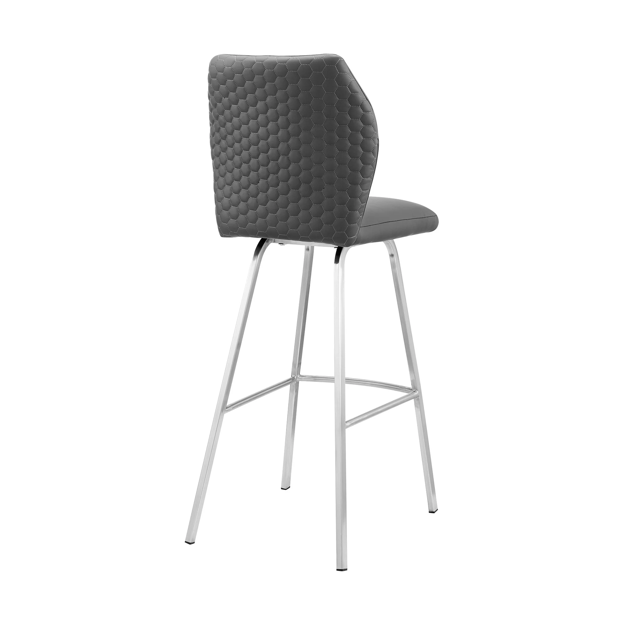 Gray And Silver Faux Leather And Iron Counter Height Bar Chair By Homeroots - Image 5