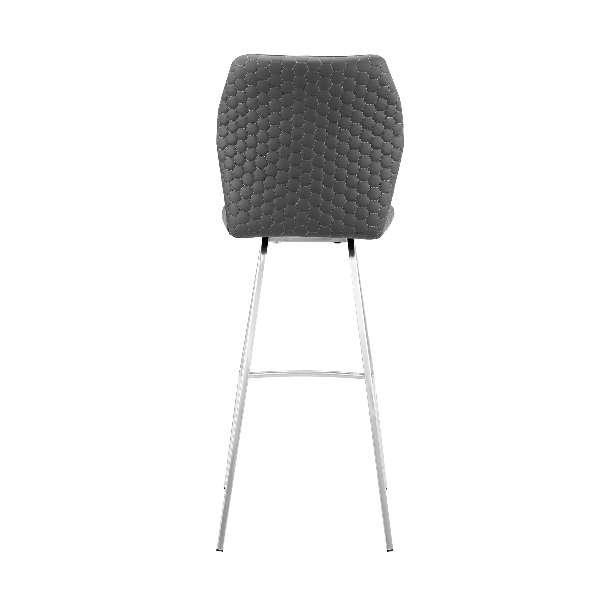 Gray And Silver Faux Leather And Iron Counter Height Bar Chair By Homeroots - Image 6