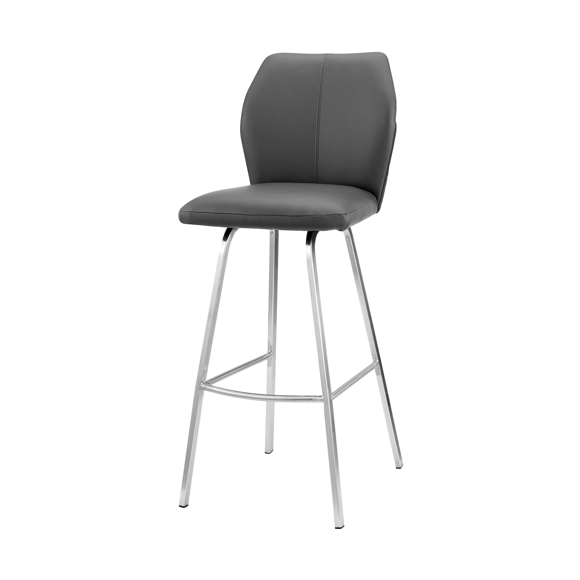 Gray And Silver Faux Leather And Iron Counter Height Bar Chair By Homeroots - Image 7