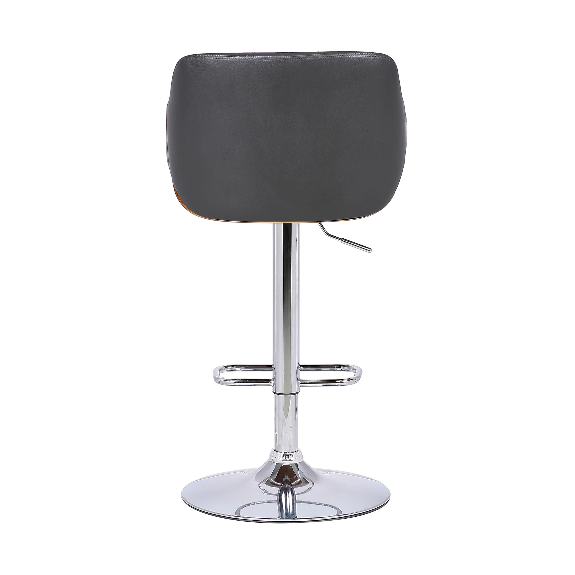 Gray and Silver Faux Leather and Iron Low Back Adjustable Height Swivel Bar Chair By Homeroots - Image 6