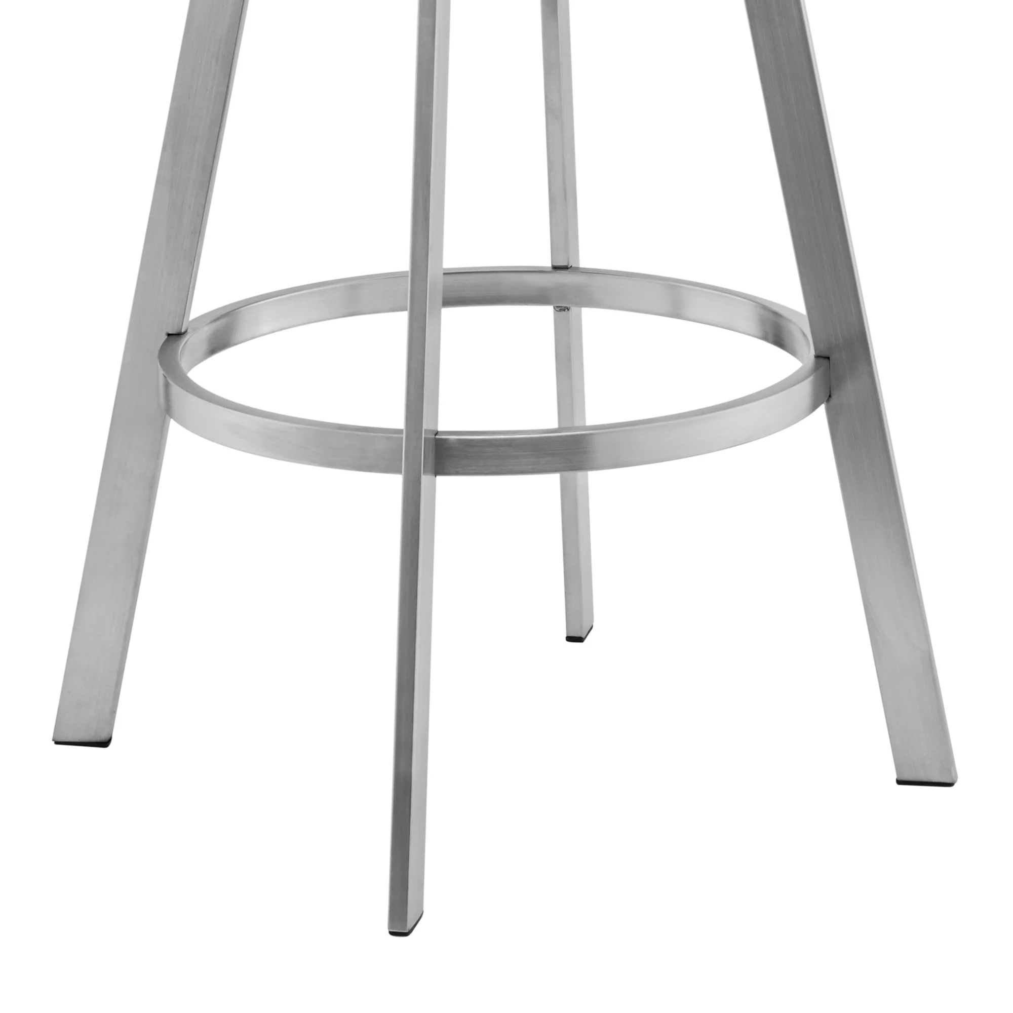 Gray and Silver Faux Leather and Iron Low Back Counter Height Swivel Bar Chair By Homeroots - Image 6