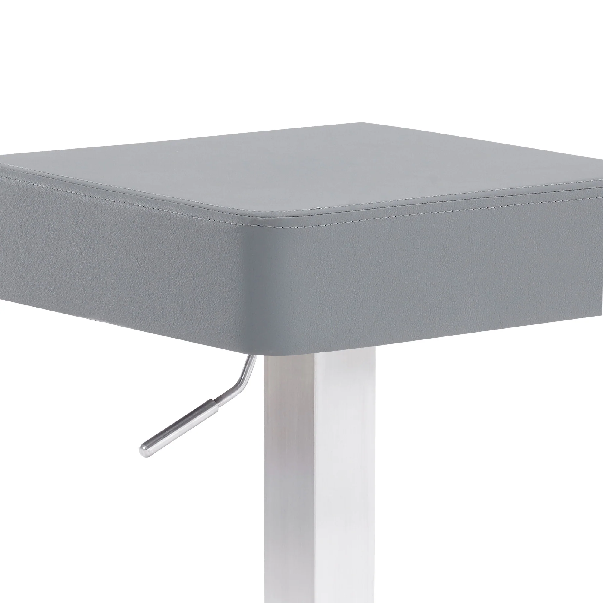 Gray And Silver Faux Leather And Iron Swivel Backless Adjustable Height Bar Chair By Homeroots - Image 7