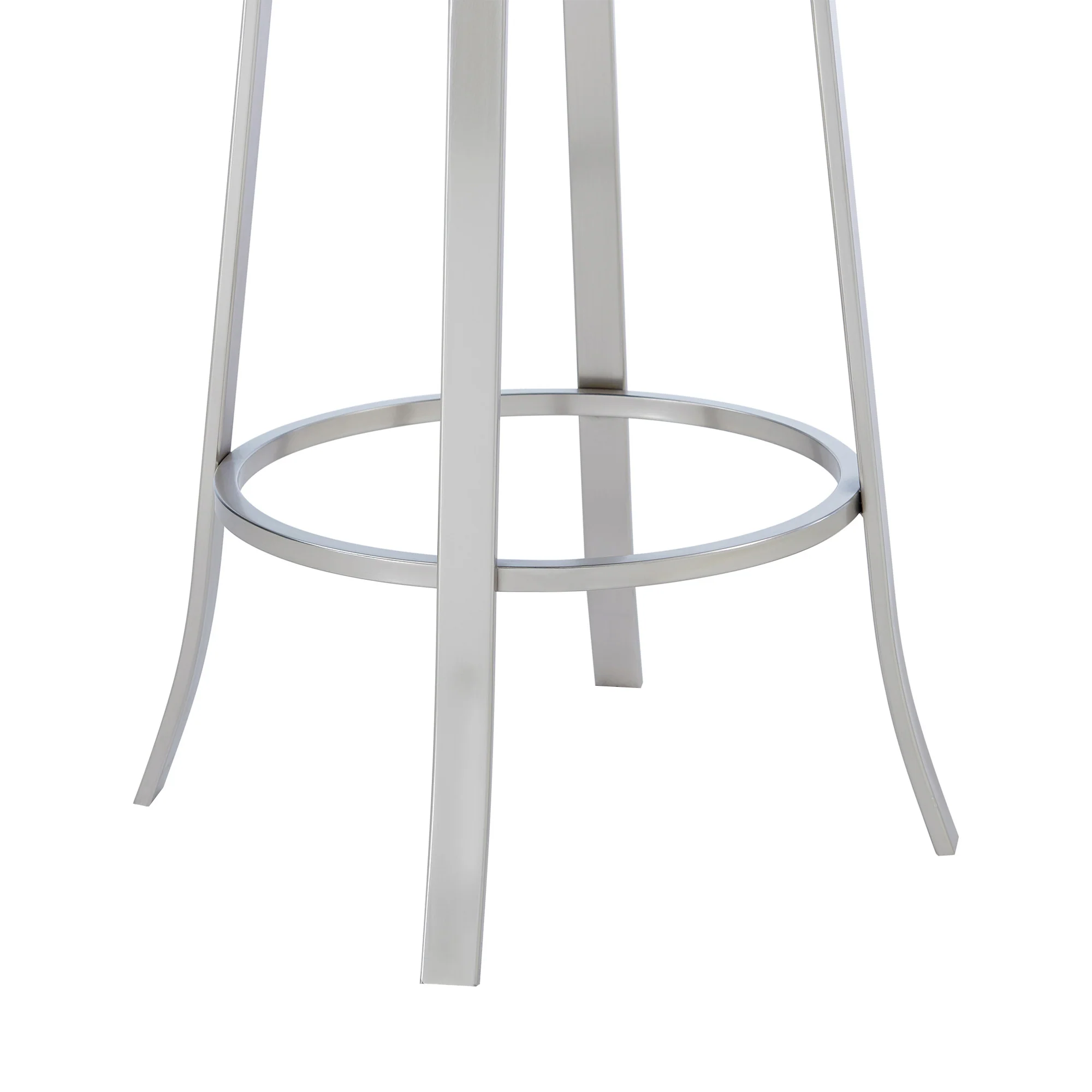 Gray And Silver Faux Leather And Iron Swivel Bar Height Bar Chair By Homeroots - Image 4