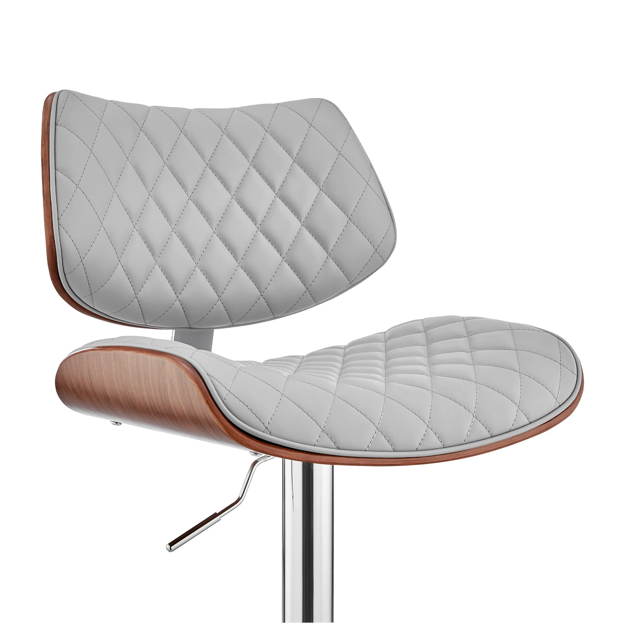 Gray And Silver Faux Leather And Iron Swivel Low Back Adjustable Height Bar Chair By Homeroots - Image 5
