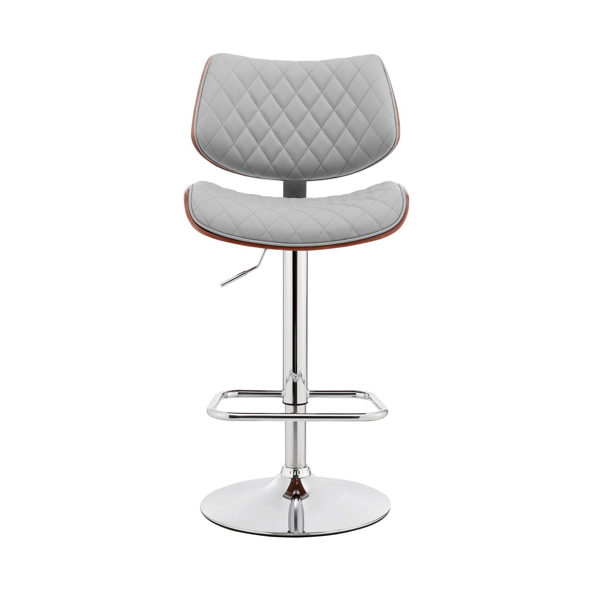 Gray And Silver Faux Leather And Iron Swivel Low Back Adjustable Height Bar Chair By Homeroots - Image 6