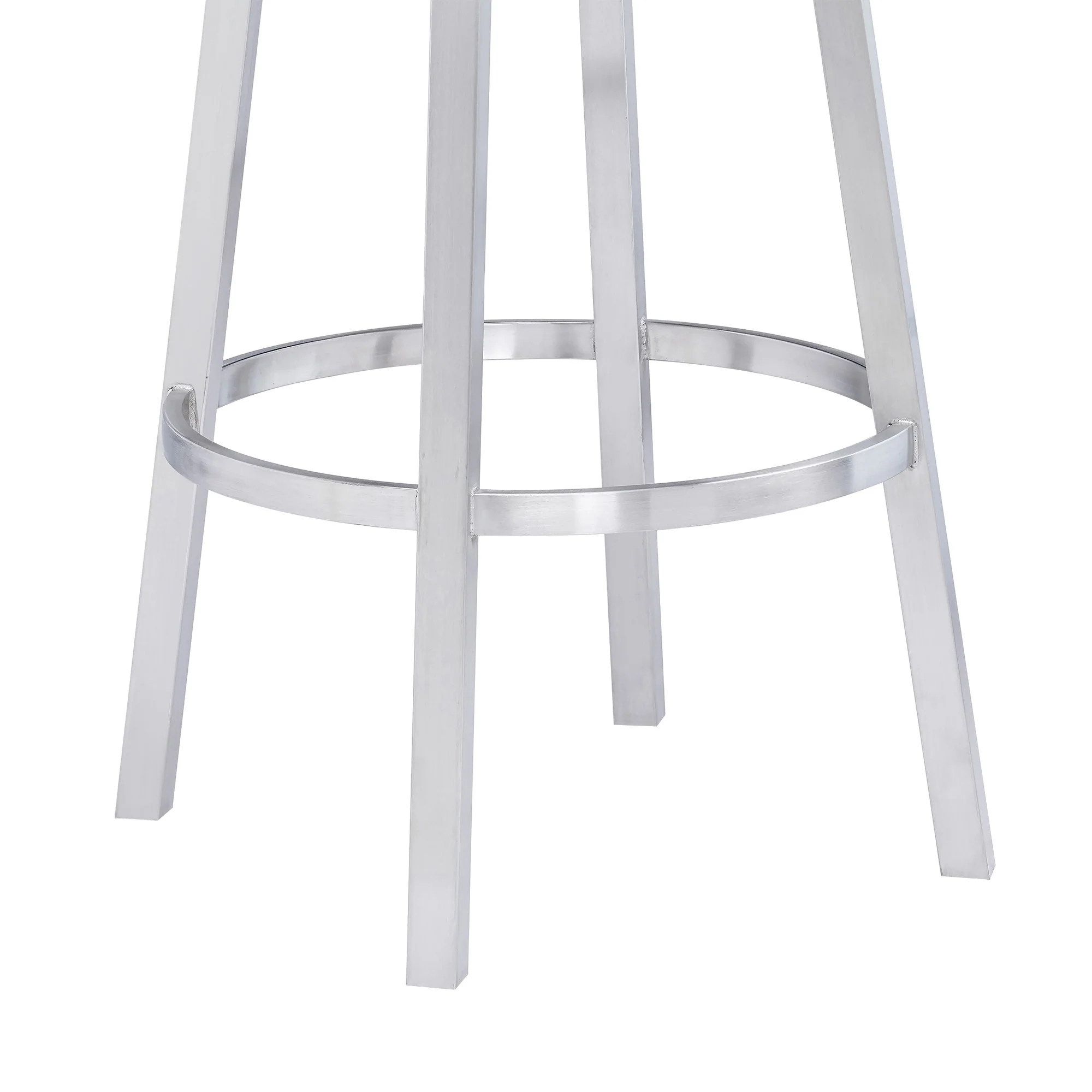 Gray And Silver Faux Leather And Iron Swivel Low Back Bar Height Bar Chair By Homeroots - Image 3