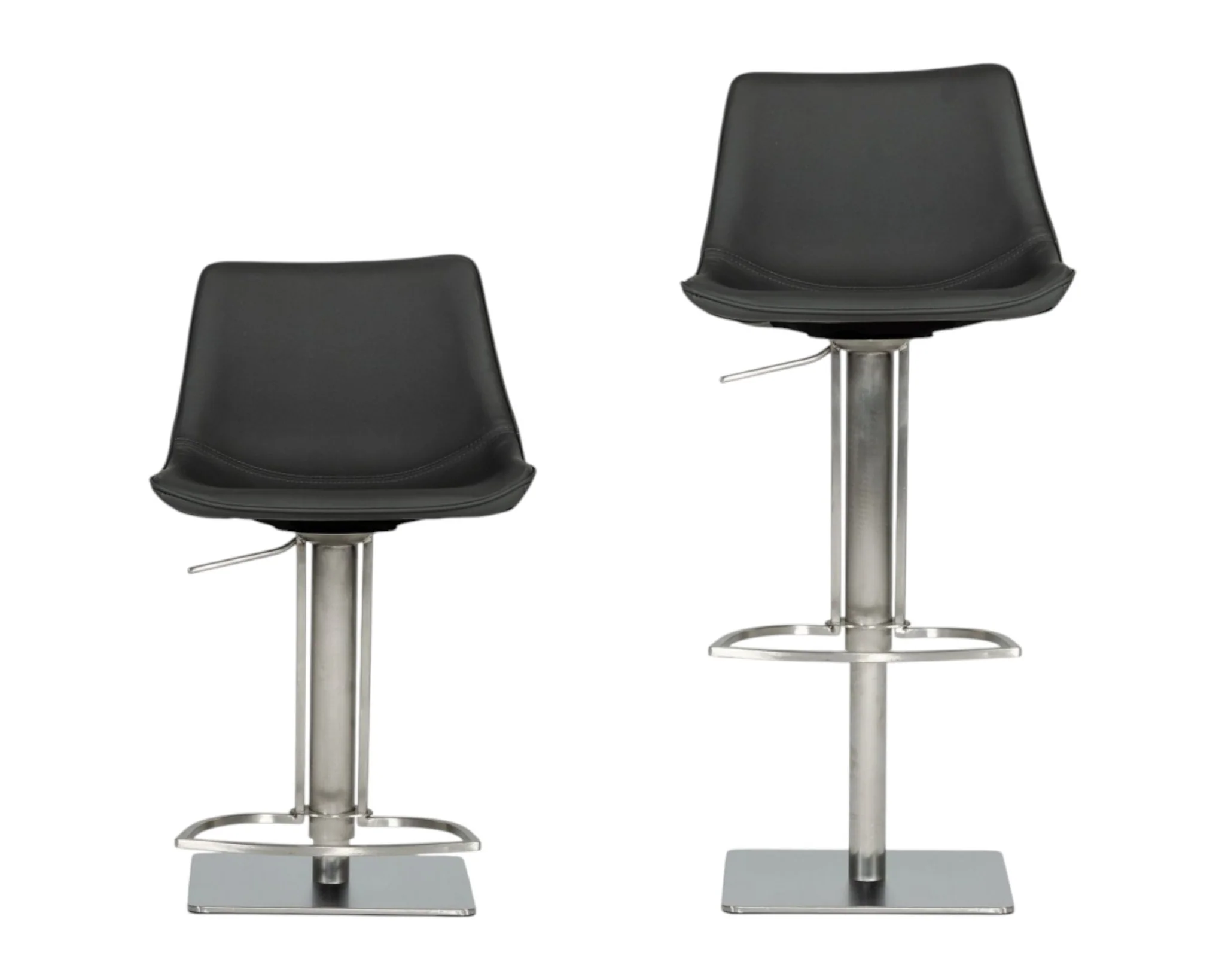 Gray And Silver Faux Leather And Stainless Steel Swivel Low Back Bar Height Bar Chair By Homeroots - Image 4