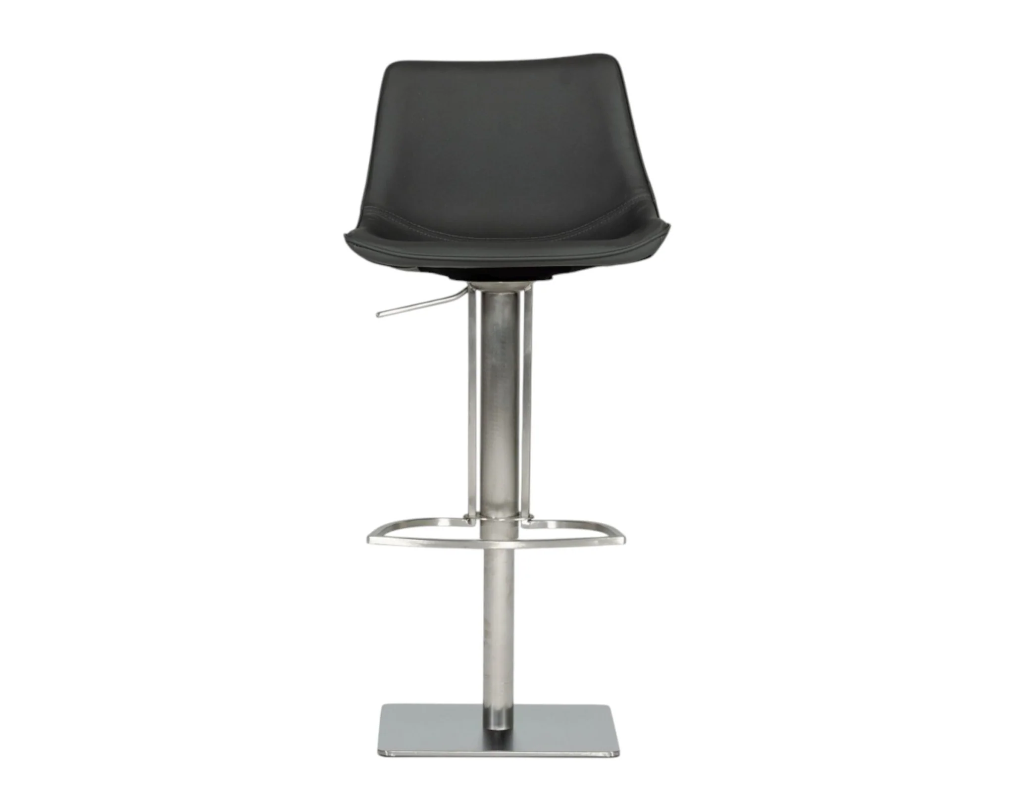 Gray And Silver Faux Leather And Stainless Steel Swivel Low Back Bar Height Bar Chair By Homeroots - Image 5