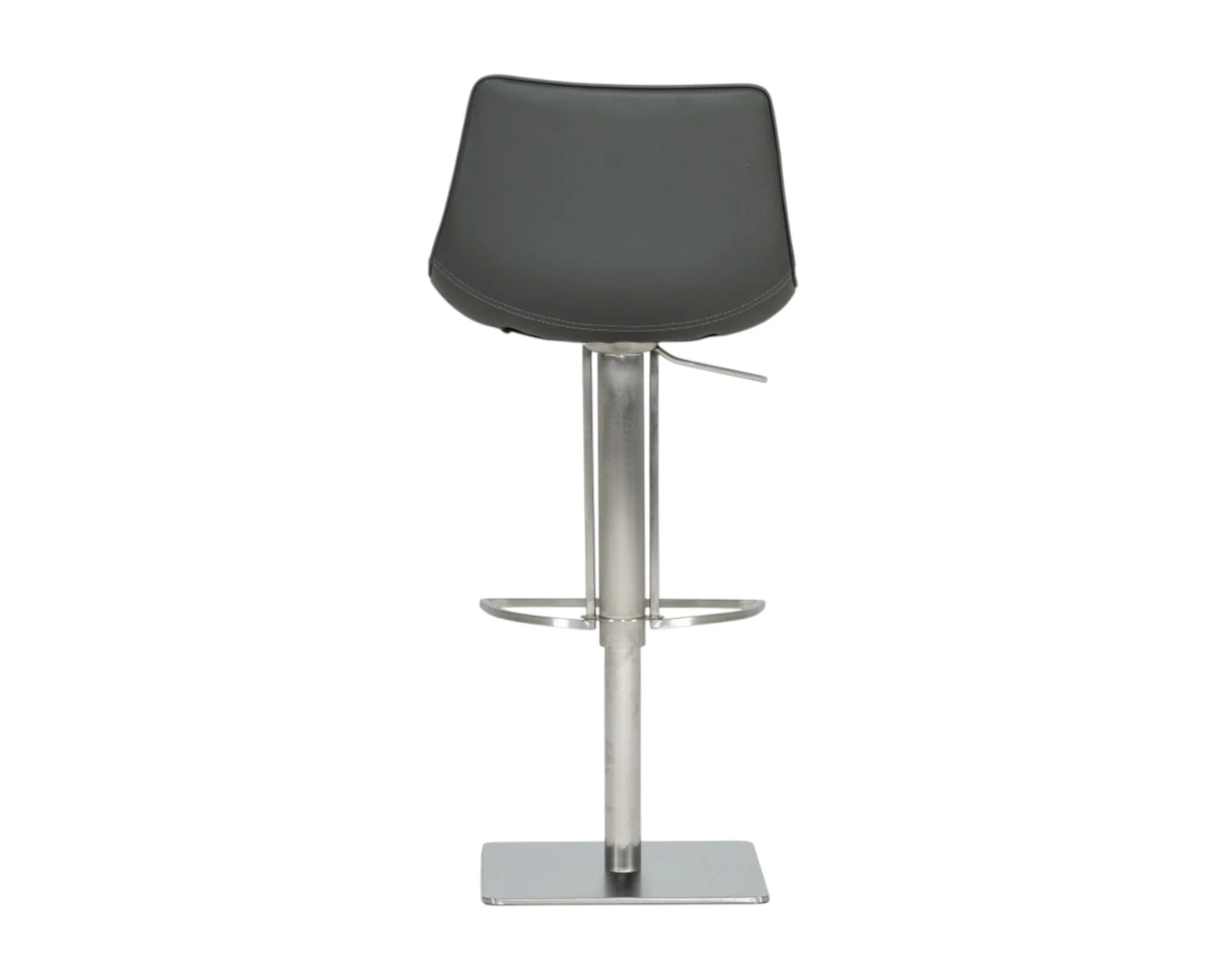 Gray And Silver Faux Leather And Stainless Steel Swivel Low Back Bar Height Bar Chair By Homeroots - Image 6