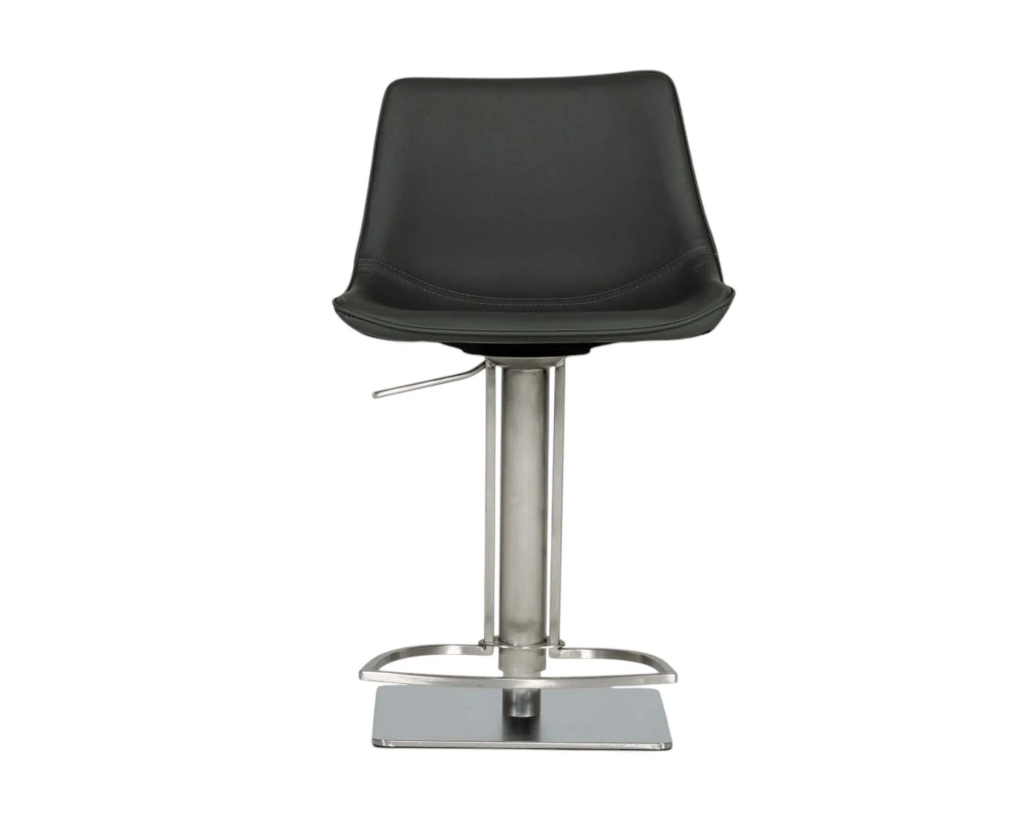 Gray And Silver Faux Leather And Stainless Steel Swivel Low Back Bar Height Bar Chair By Homeroots - Image 8