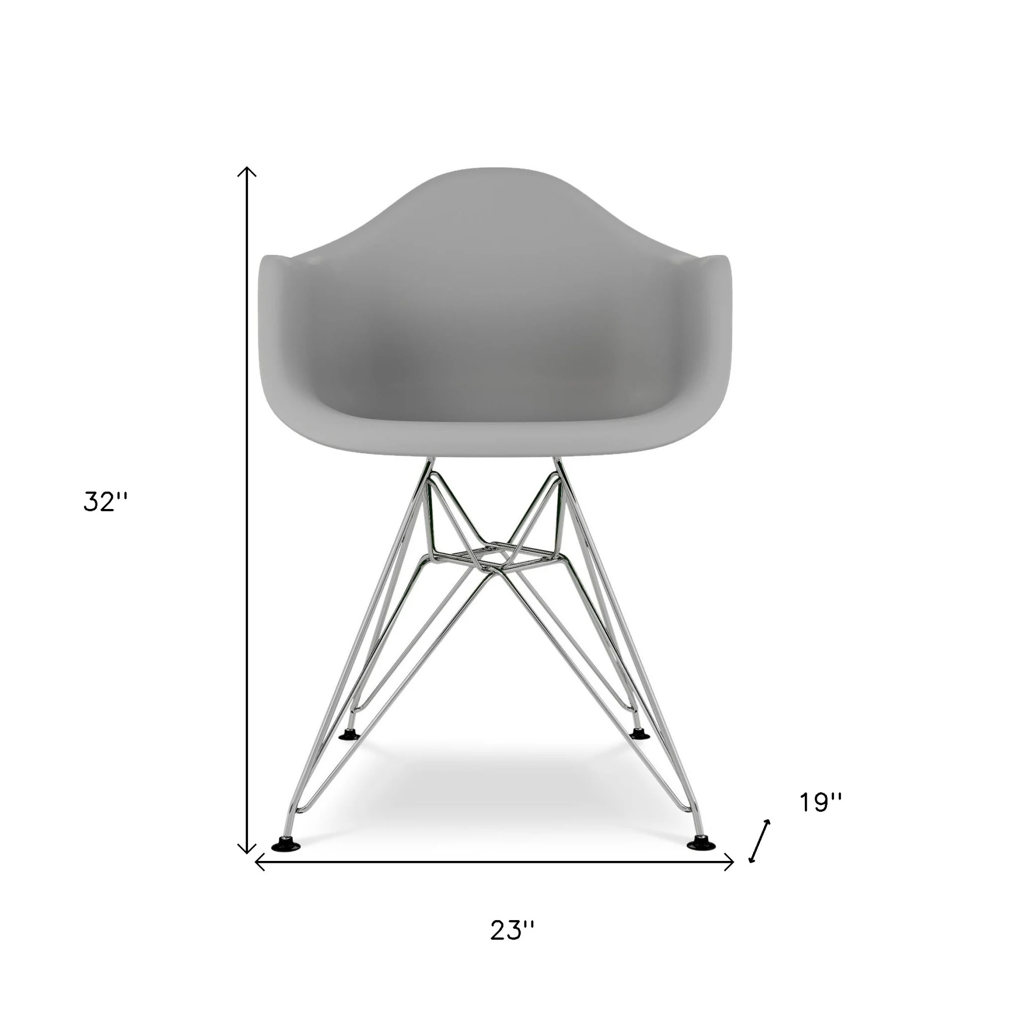Gray And Silver Heavy Duty Plastic Dining Arm Chair By Homeroots - Image 7