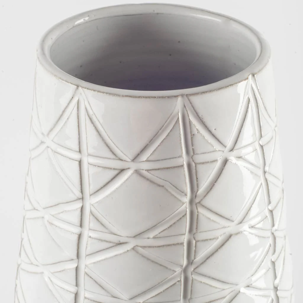 Gray And White Abstract Cylinder Ceramic Table Vase By Homeroots - Image 3