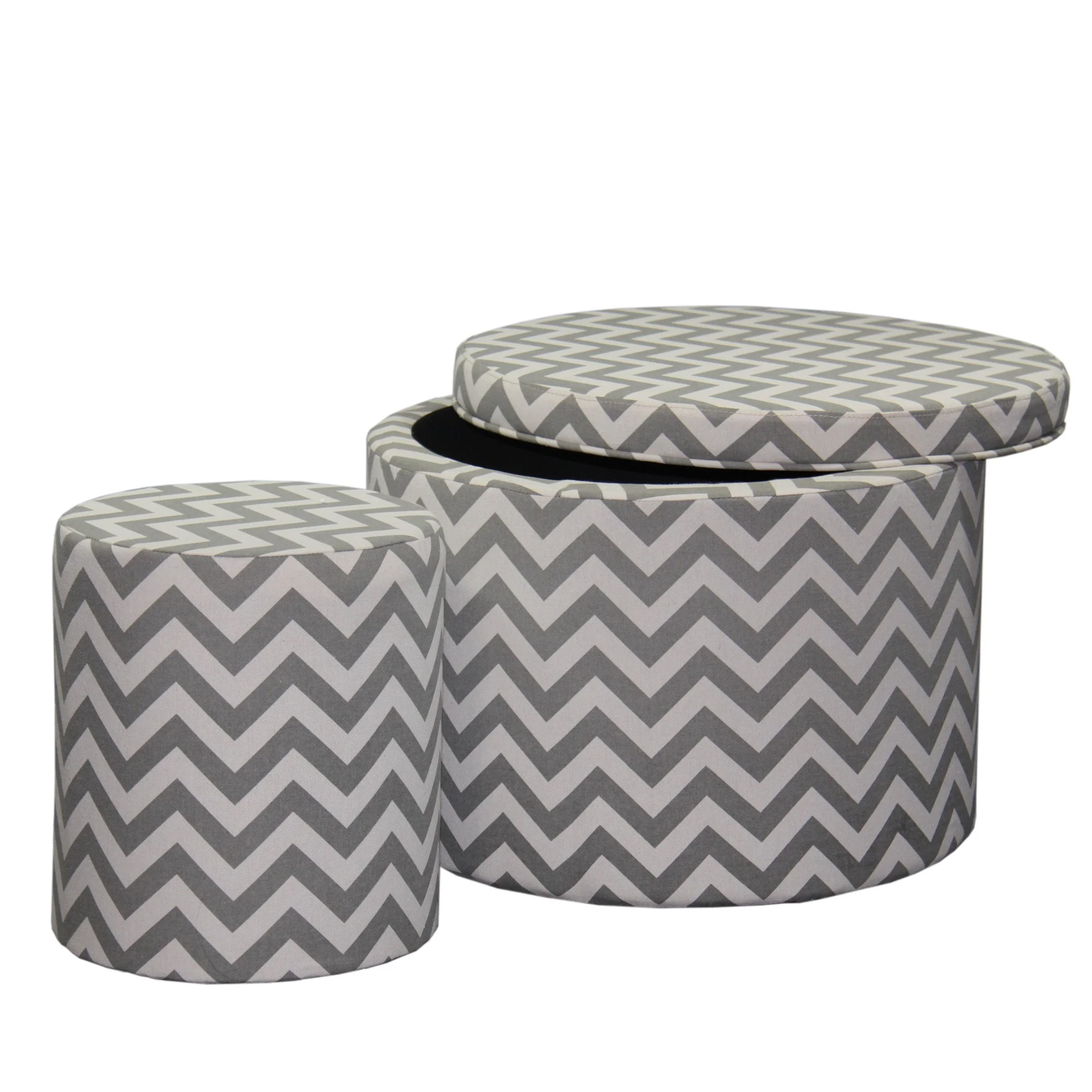 Gray and White Chevron Ottoman Two Piece Set By Homeroots - Image 2