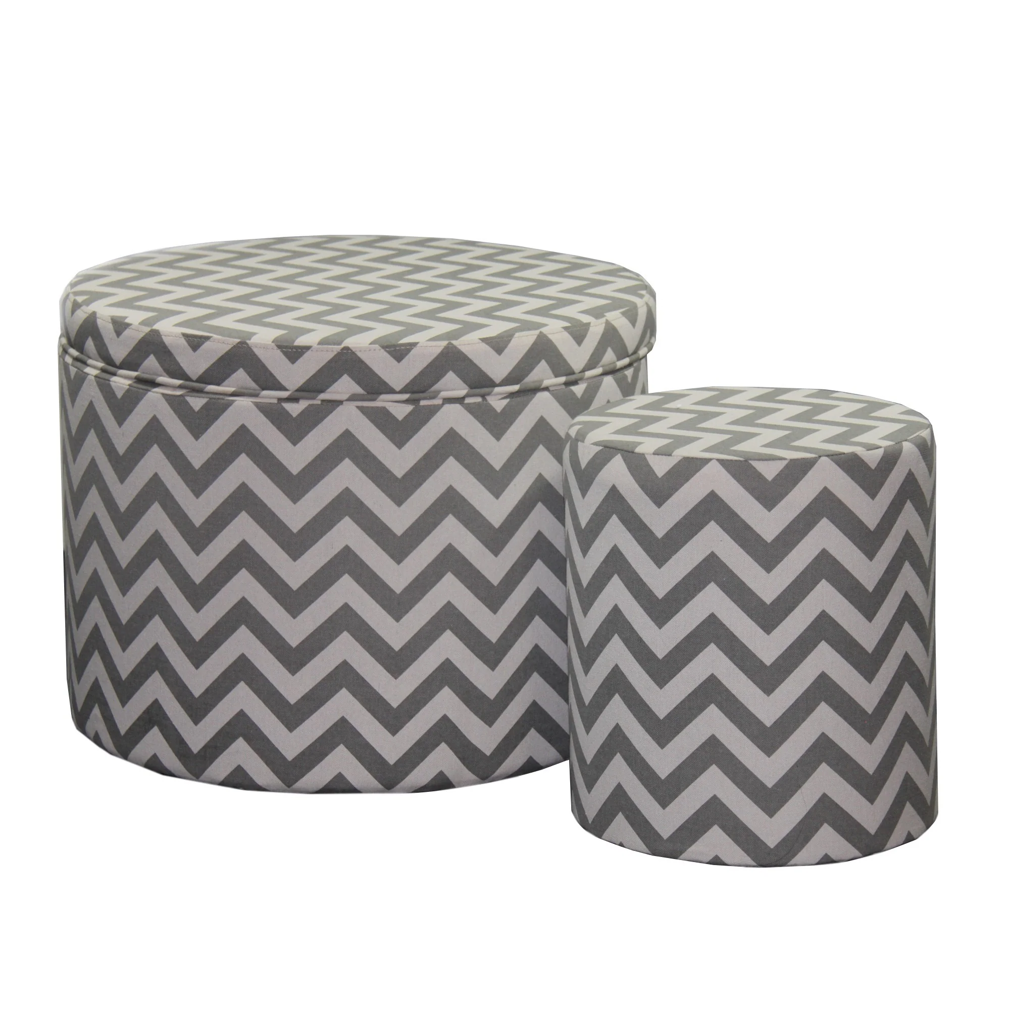 Gray and White Chevron Ottoman Two Piece Set By Homeroots - Image 3