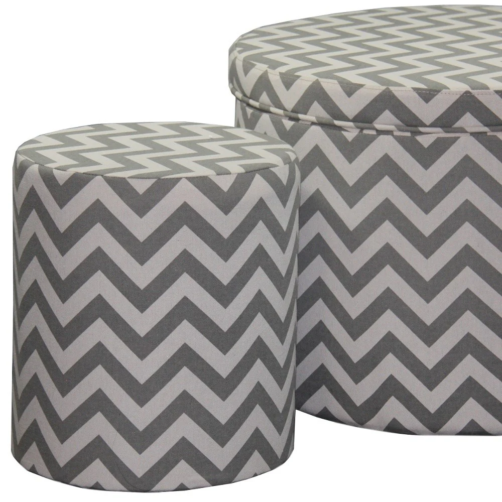 Gray and White Chevron Ottoman Two Piece Set By Homeroots - Image 4