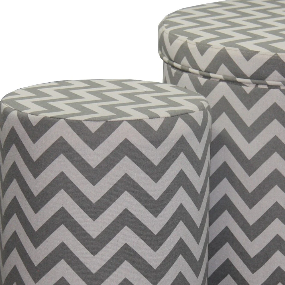 Gray and White Chevron Ottoman Two Piece Set By Homeroots - Image 5