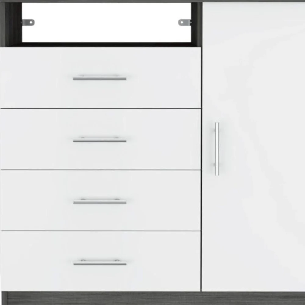 Gray and White Four Drawer Dresser By Homeroots - Image 4