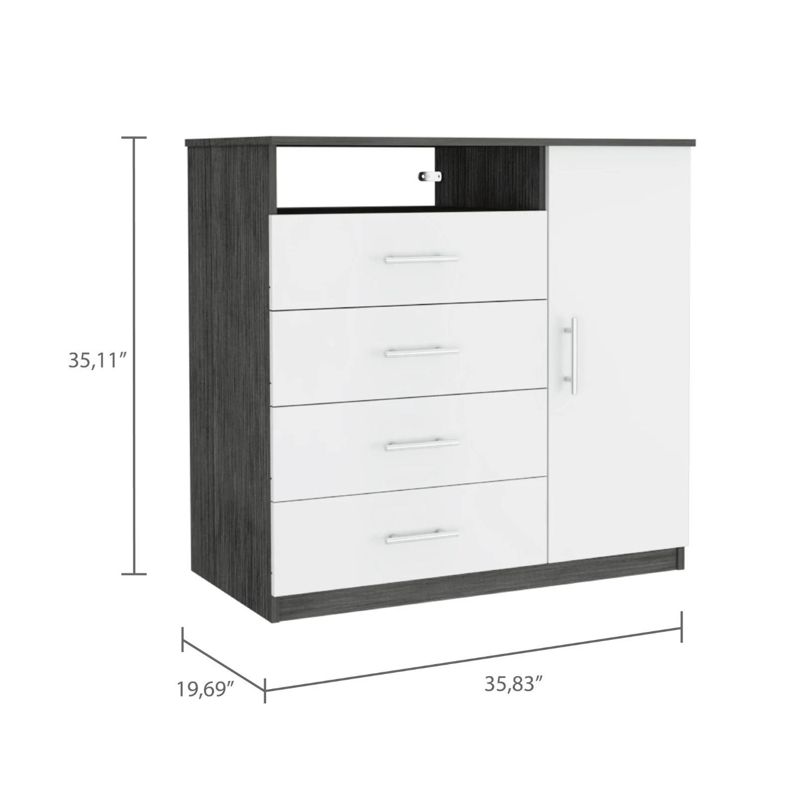 Gray and White Four Drawer Dresser By Homeroots - Image 5