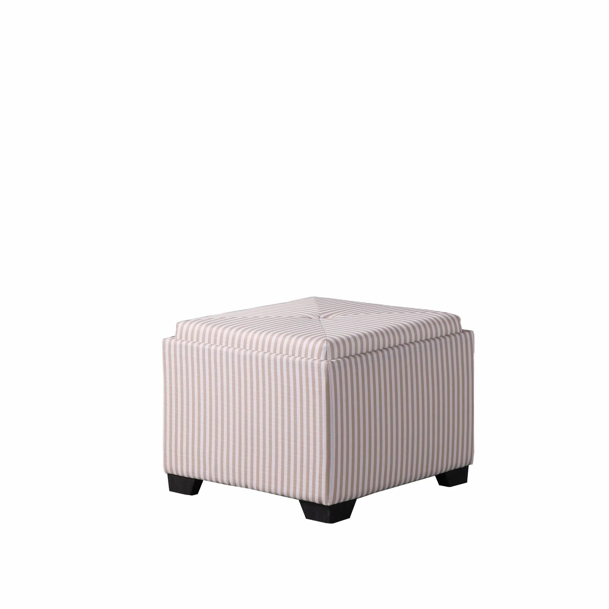 Gray and White Pinstripes Tufted Storage Ottoman By Homeroots - Image 3