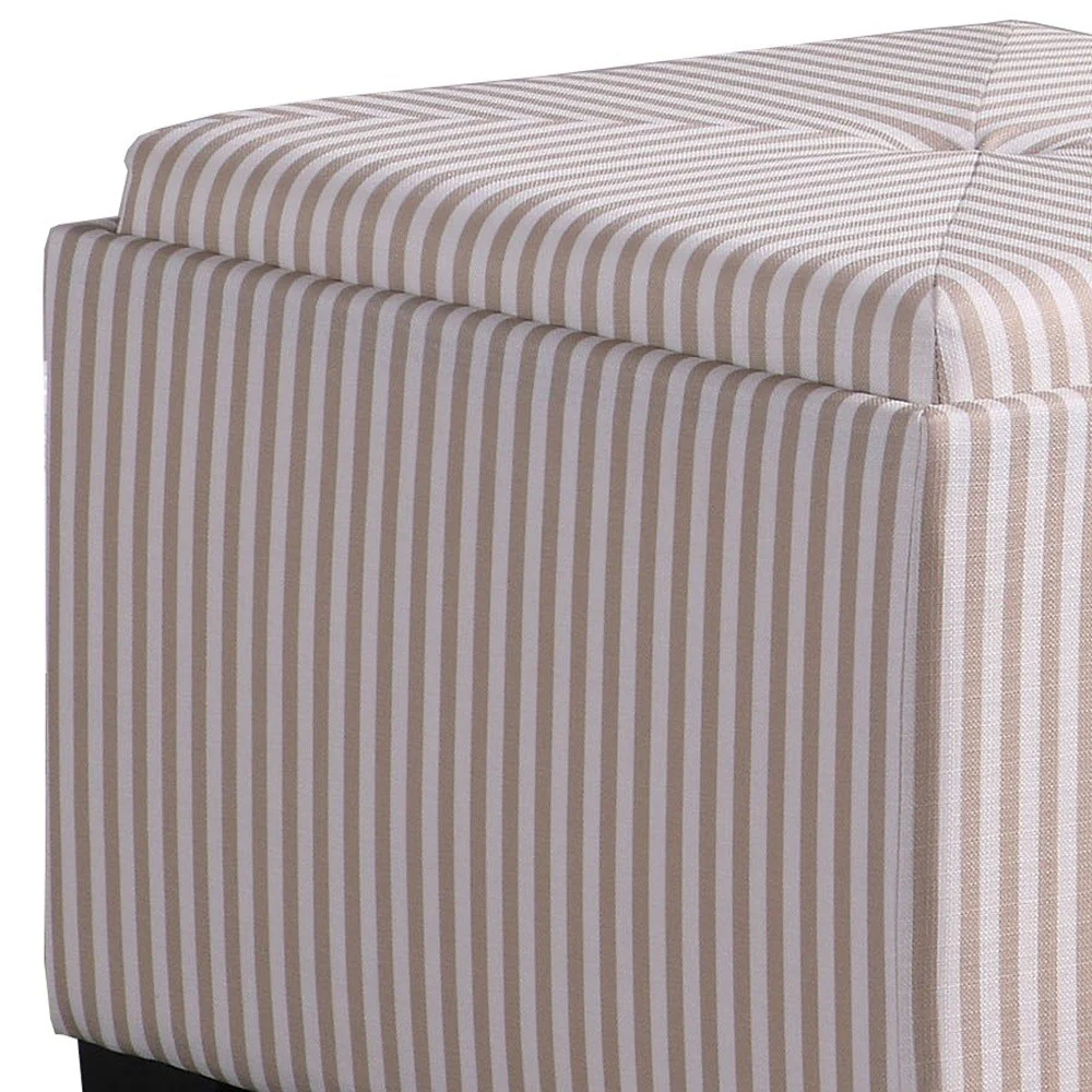 Gray and White Pinstripes Tufted Storage Ottoman By Homeroots - Image 5