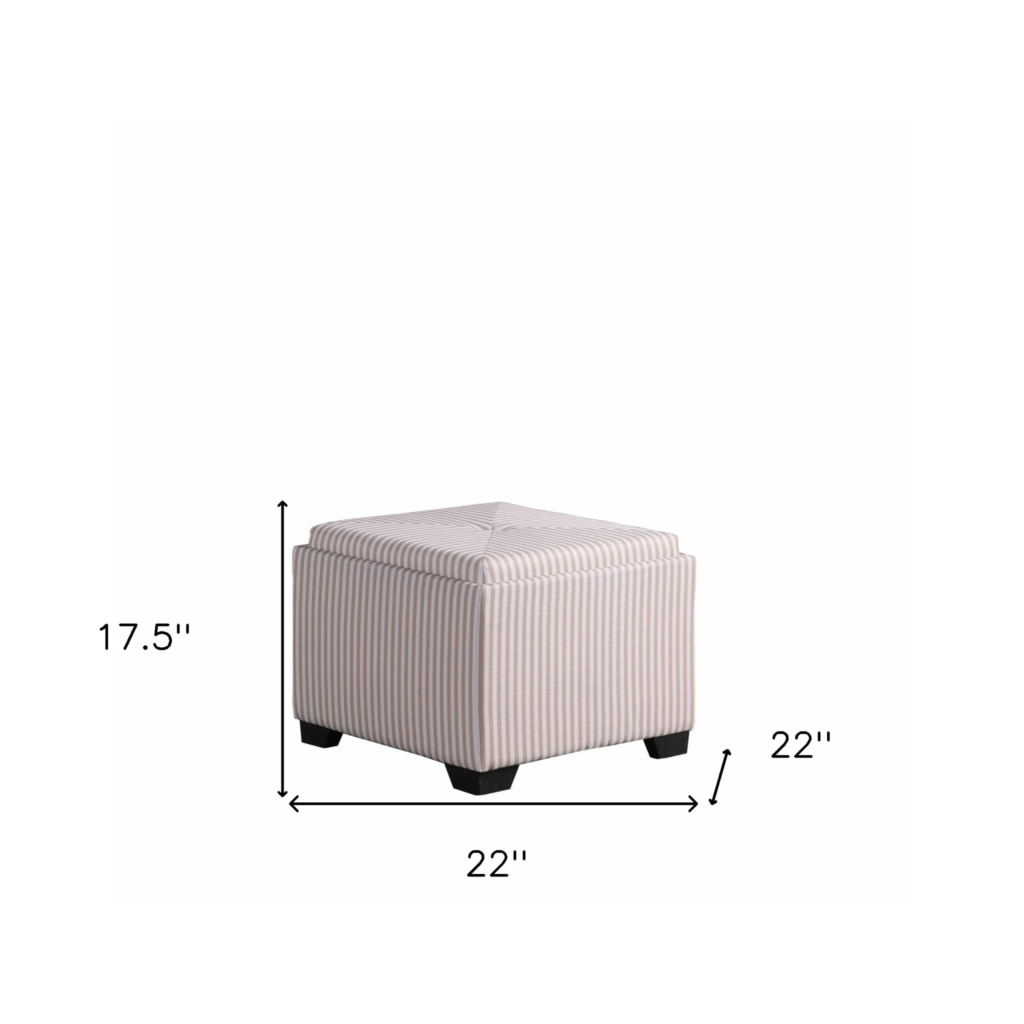 Gray and White Pinstripes Tufted Storage Ottoman By Homeroots - Image 7