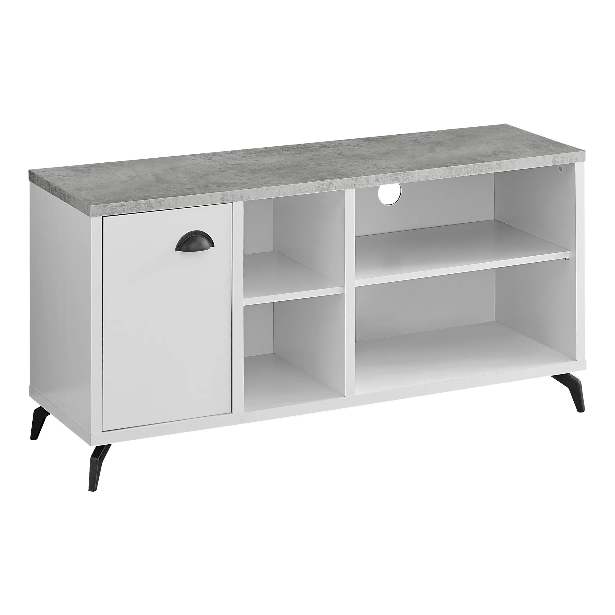 Gray And White Wood Enclosed and Open Storage TV Stand By Homeroots - Image 3