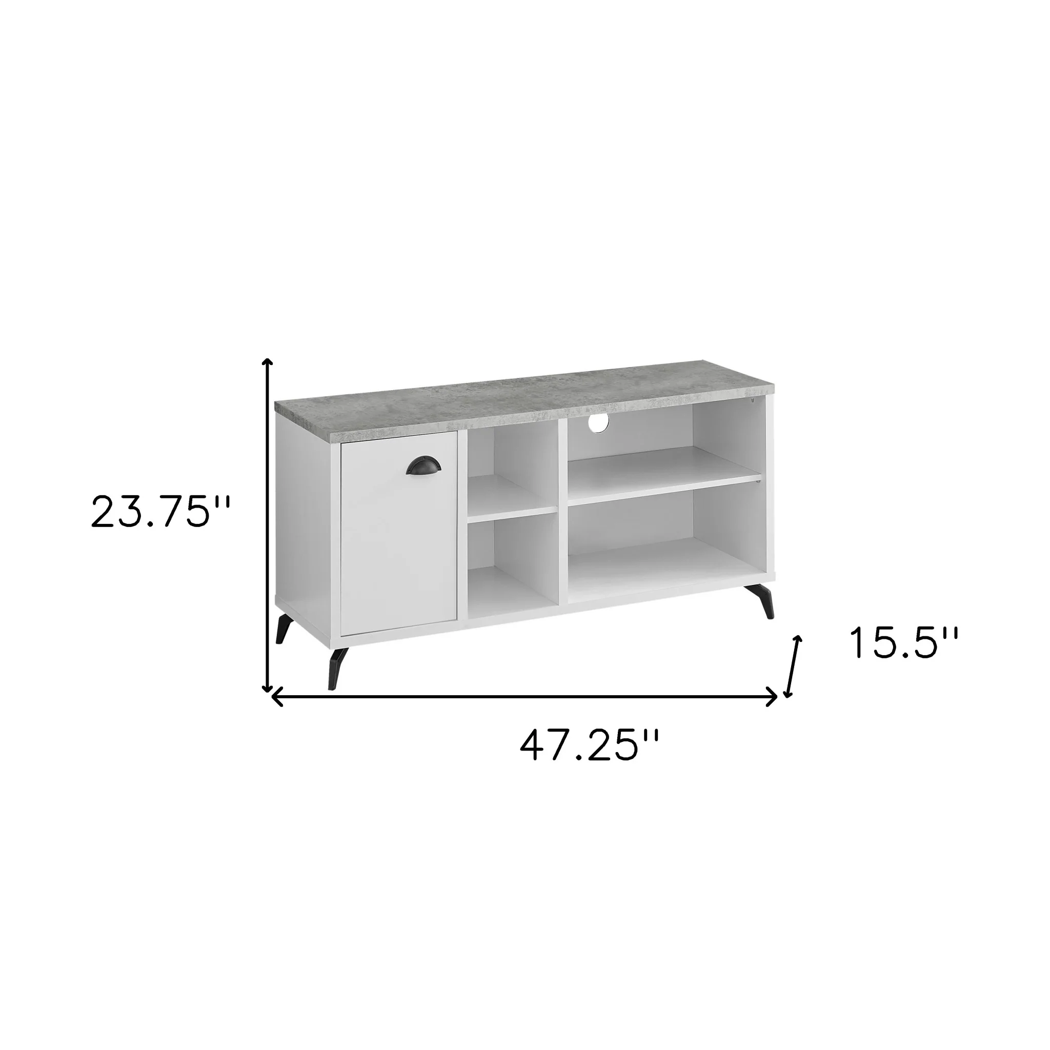 Gray And White Wood Enclosed and Open Storage TV Stand By Homeroots - Image 6