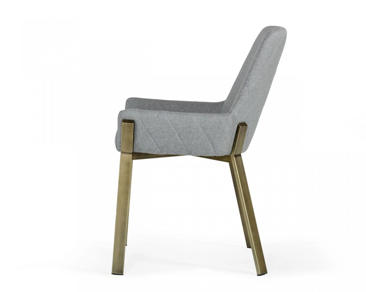 Gray Antique Brass Dining Chair By Homeroots - Image 3