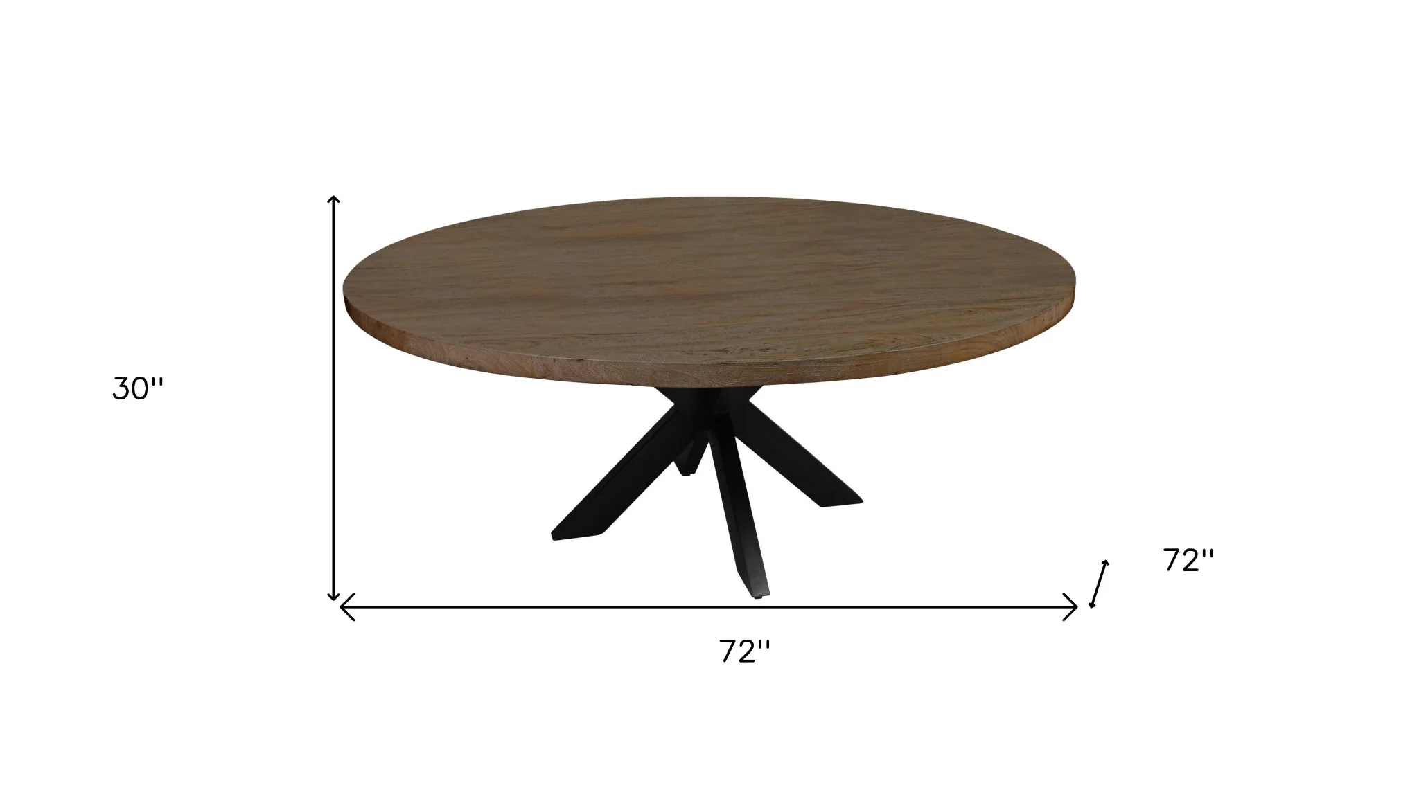 Gray Beige And Black Solid Wood And Iron Round Dining Table By Homeroots - Image 3