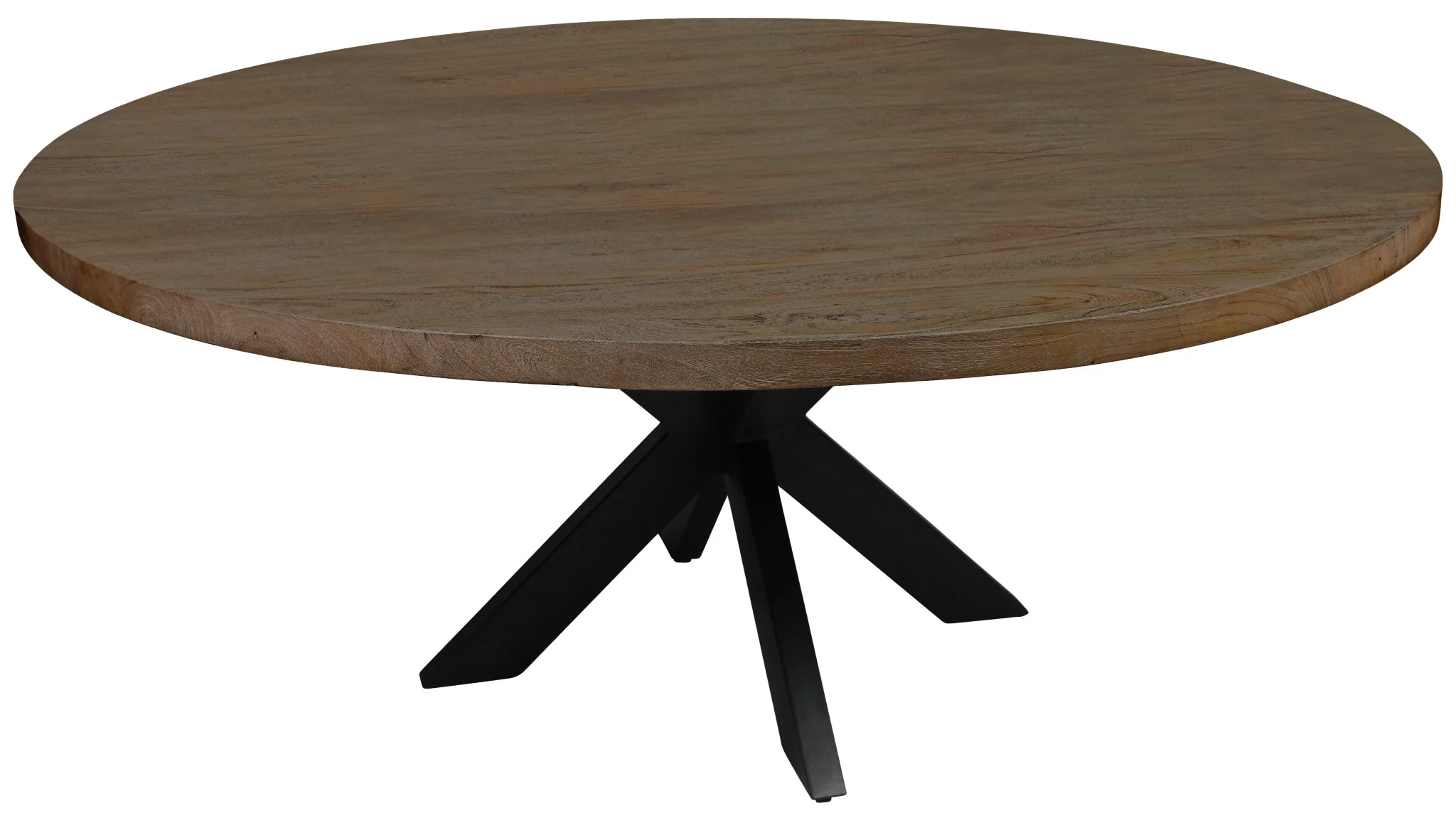 Gray Beige And Black Solid Wood And Iron Round Dining Table By Homeroots - Image 4