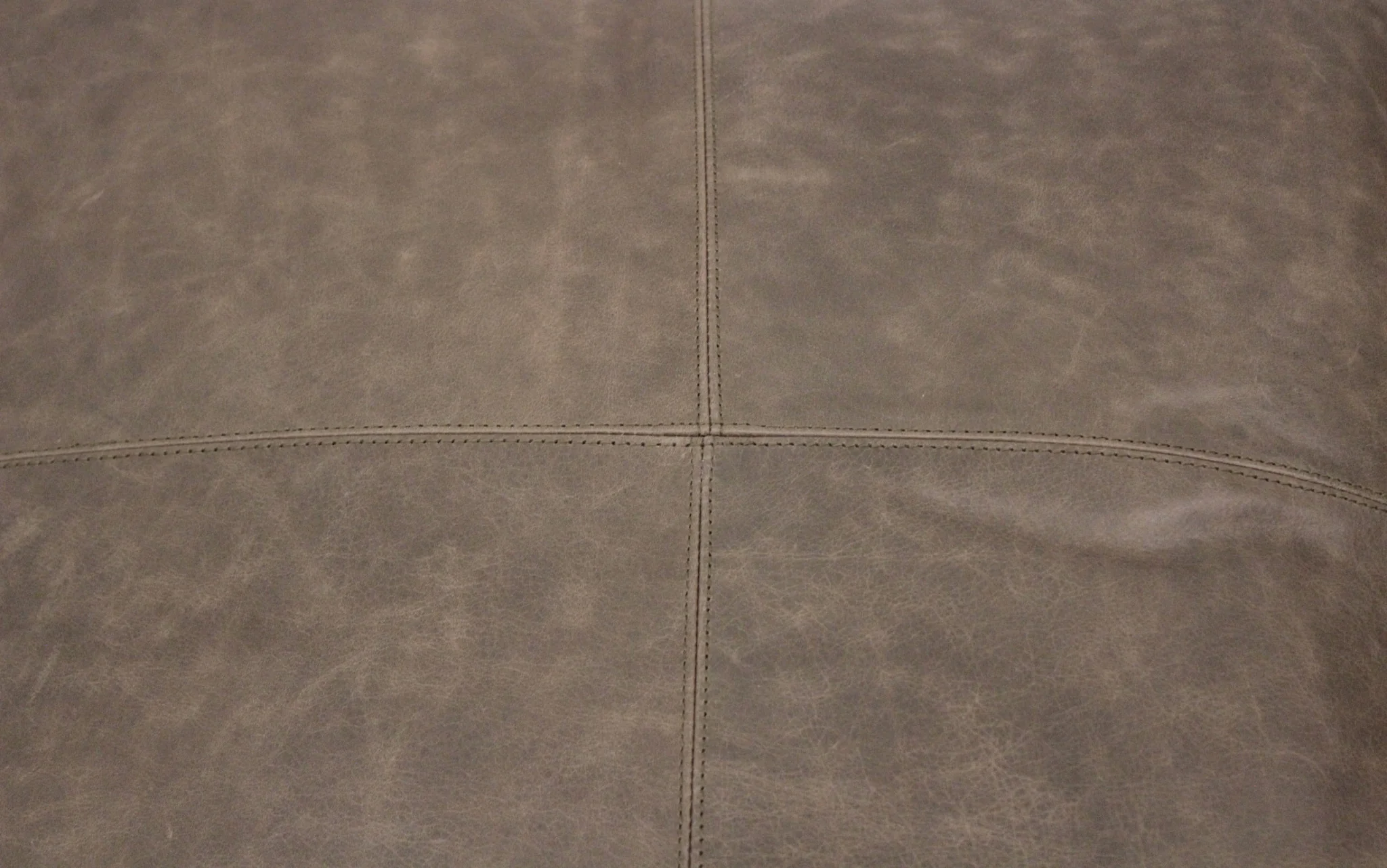 Gray Brown Distressed Leather Pouf Ottoman By Homeroots - Image 6